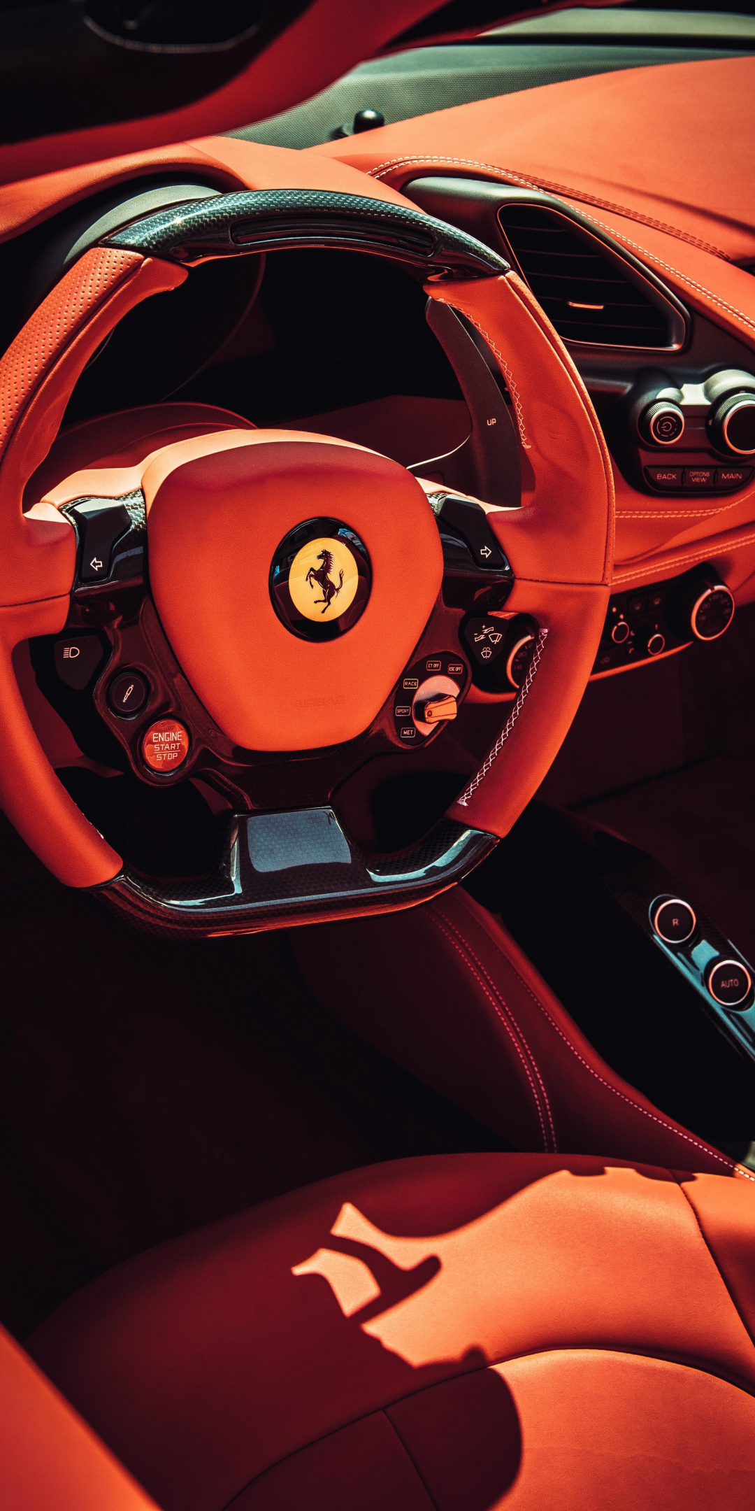 Ferrari car, steering, interior, 1080x2160 wallpaper