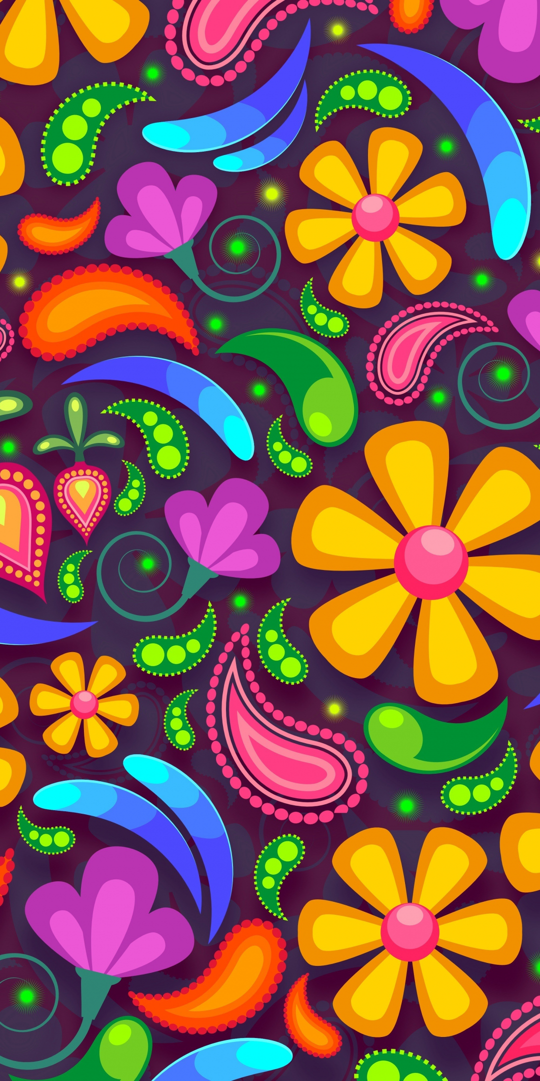 Flowers, colorful, art, abstract, 1080x2160 wallpaper