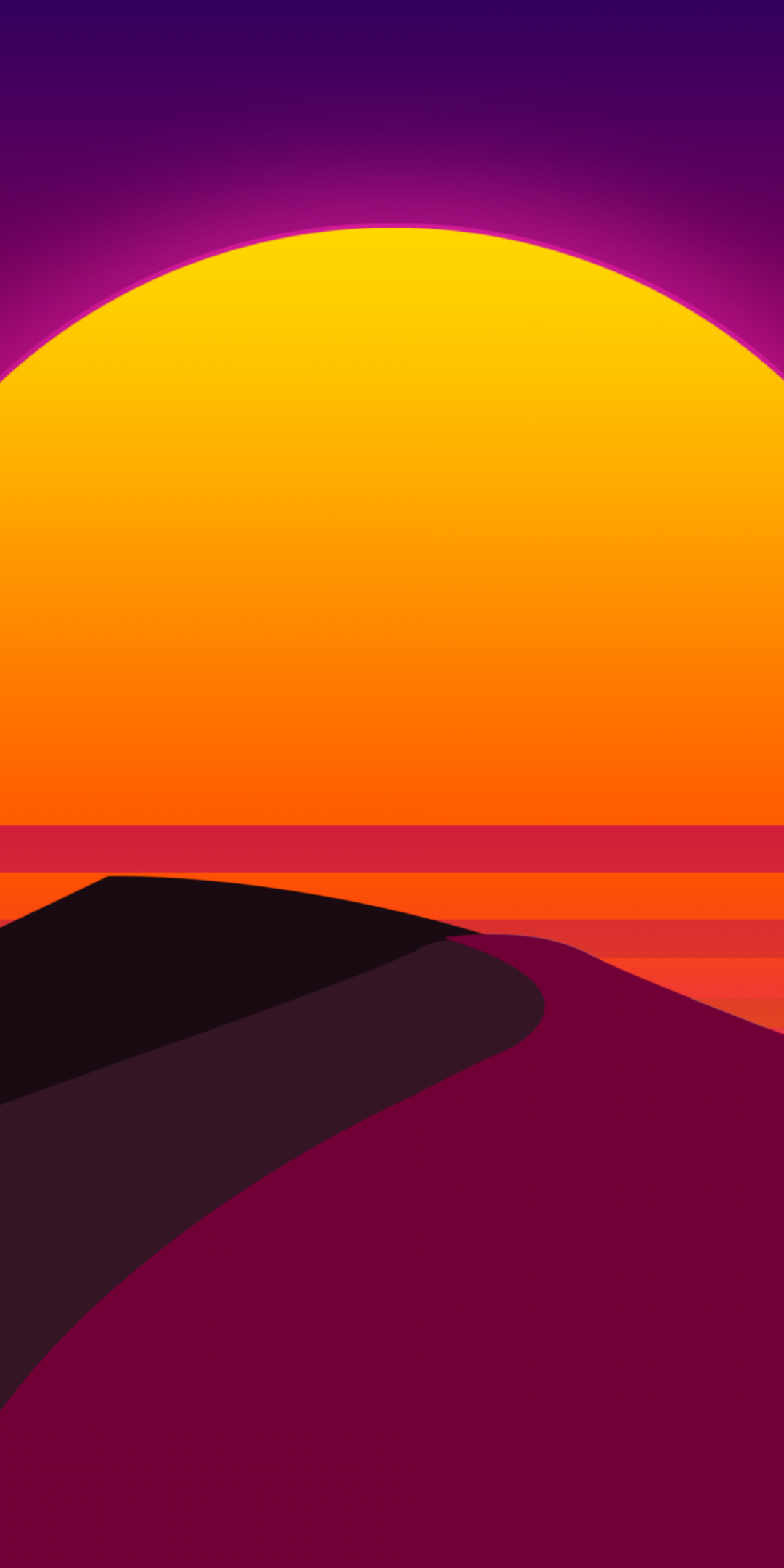 Sun, desert, dunes, abstract, artwork, 1080x2160 wallpaper