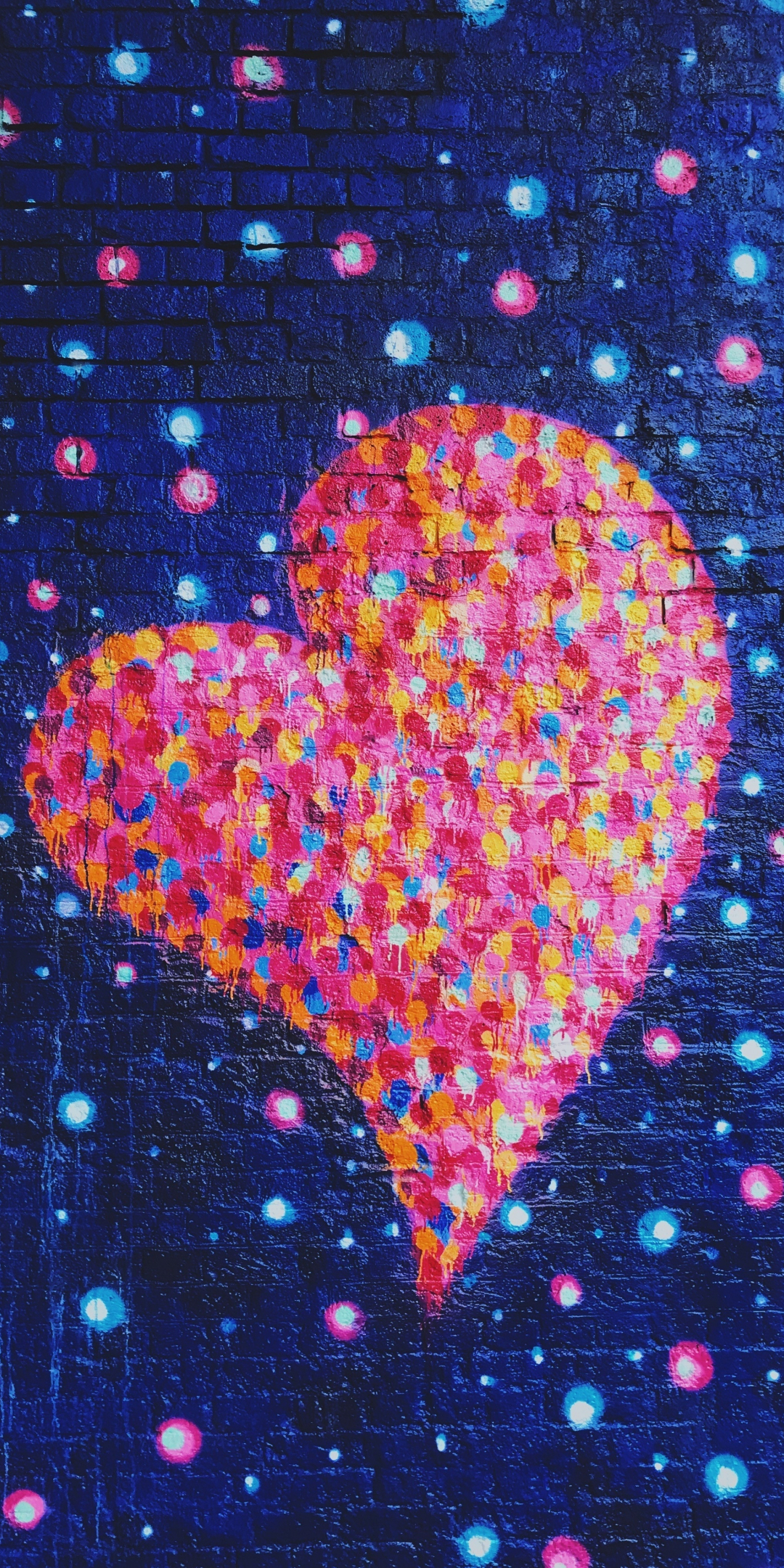 Wall paint, heart, surface, colorful, 1080x2160 wallpaper