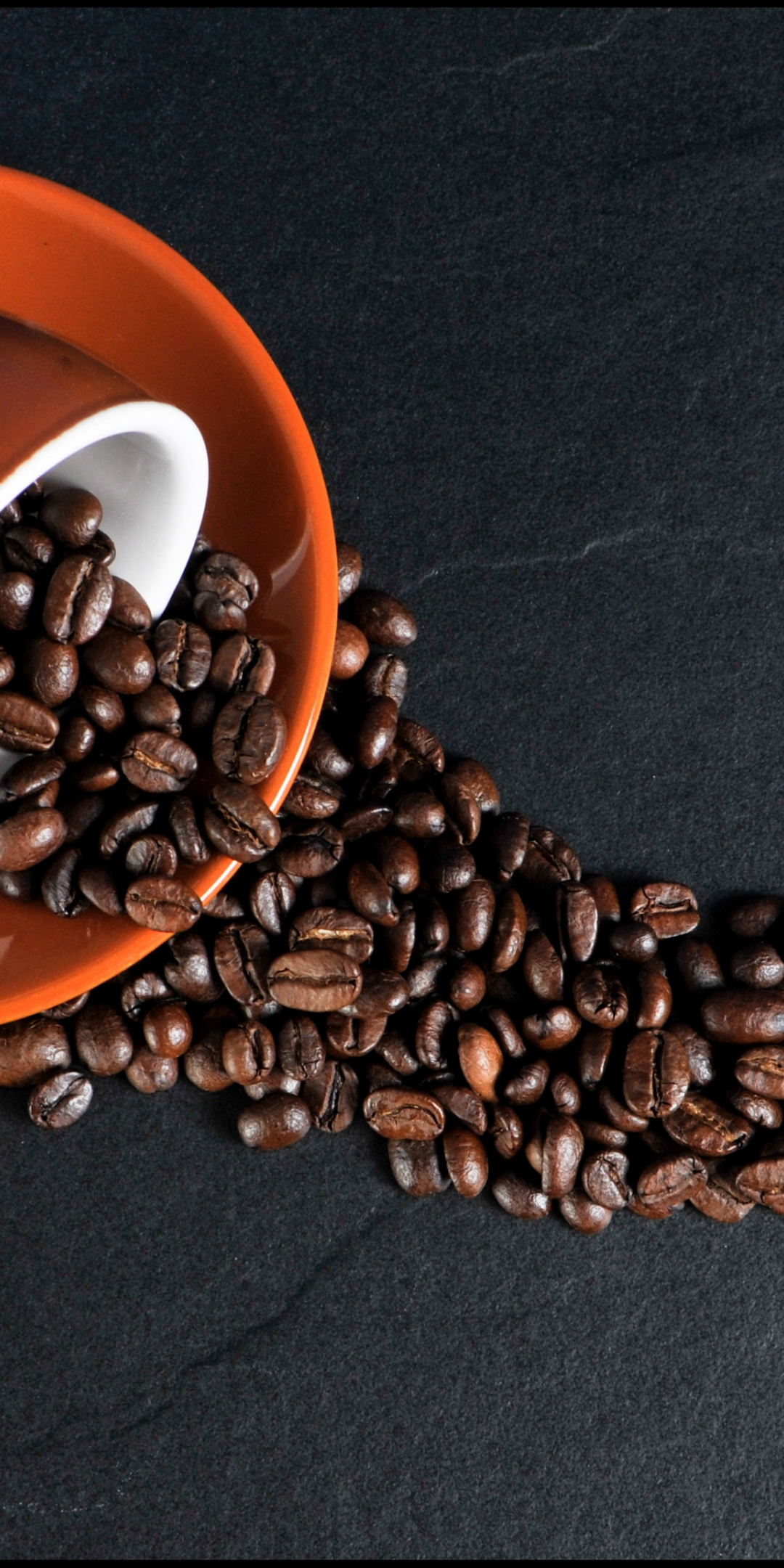 Coffee beans, cup, 1080x2160 wallpaper