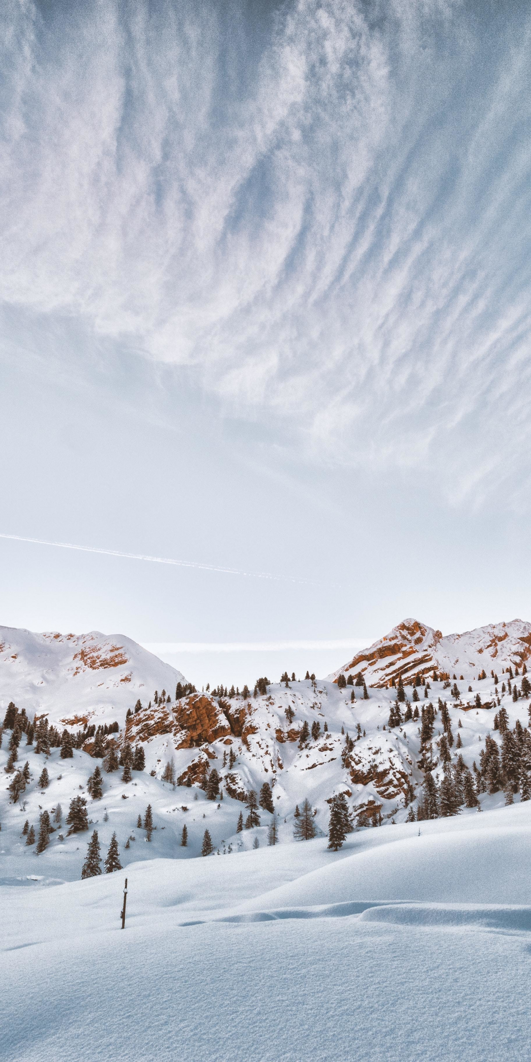 Winter, snow layer, landscape, nature, 1080x2160 wallpaper
