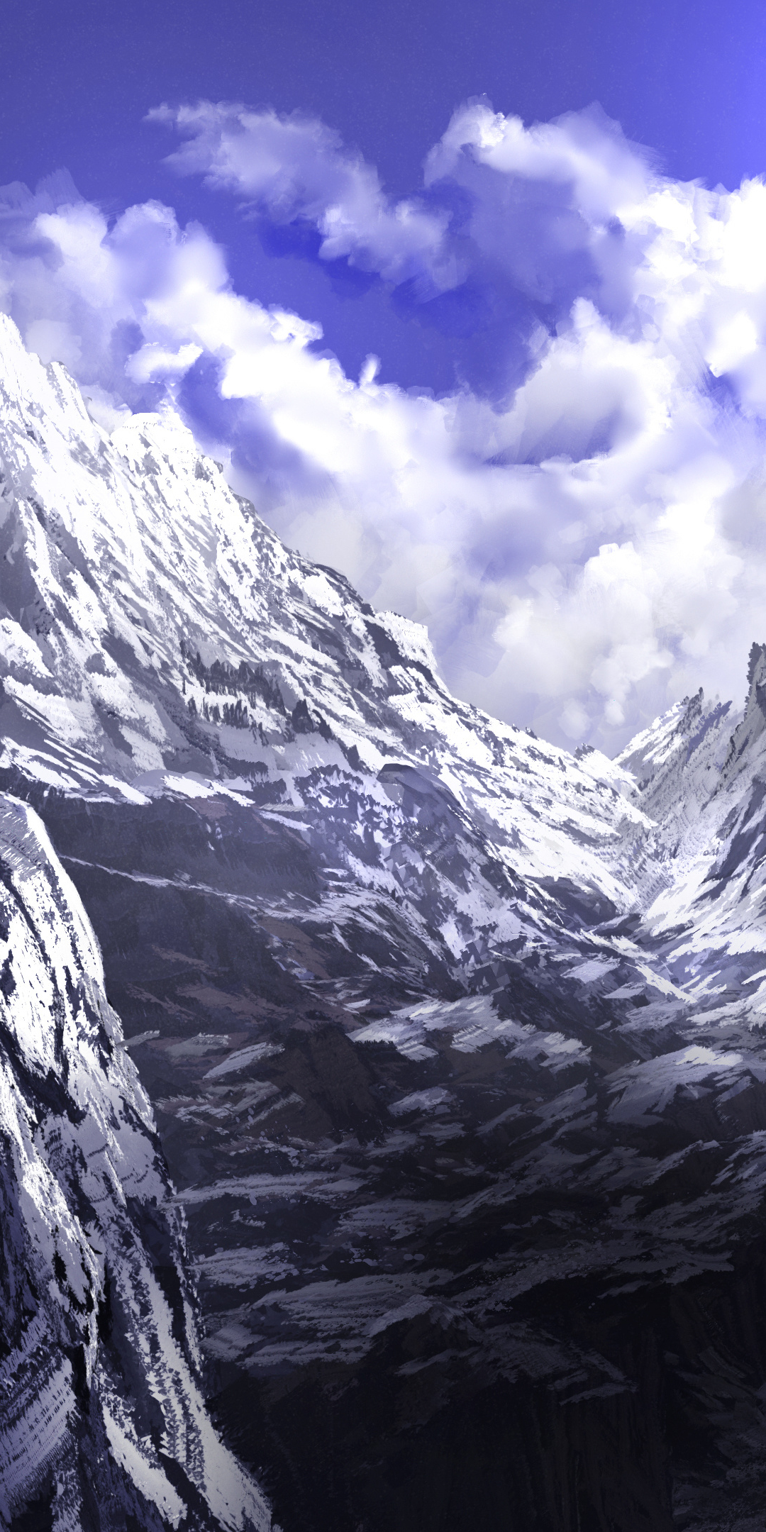 Anime, mountains, summit, art, 1080x2160 wallpaper