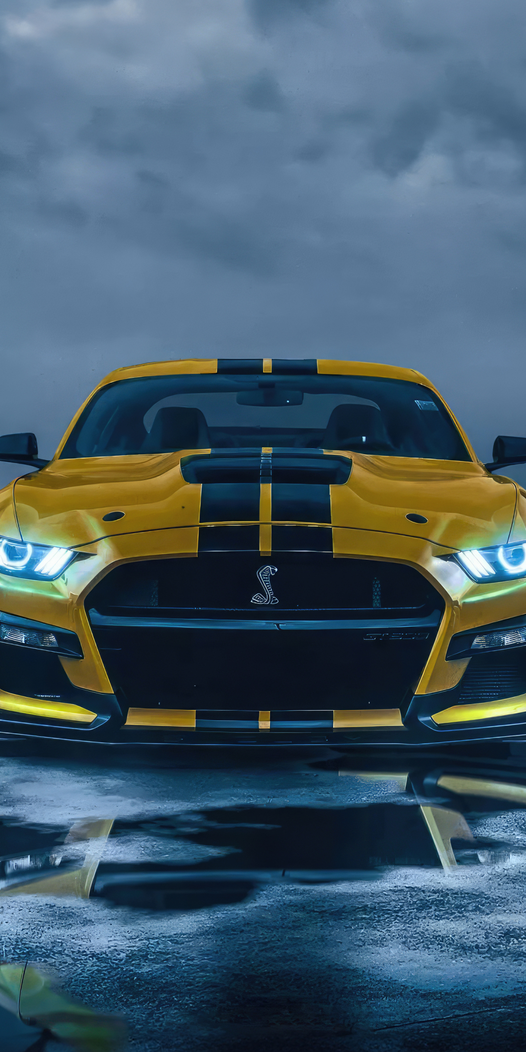 Yellow Speedster Ford Mustang, 2023, 1080x2160 wallpaper