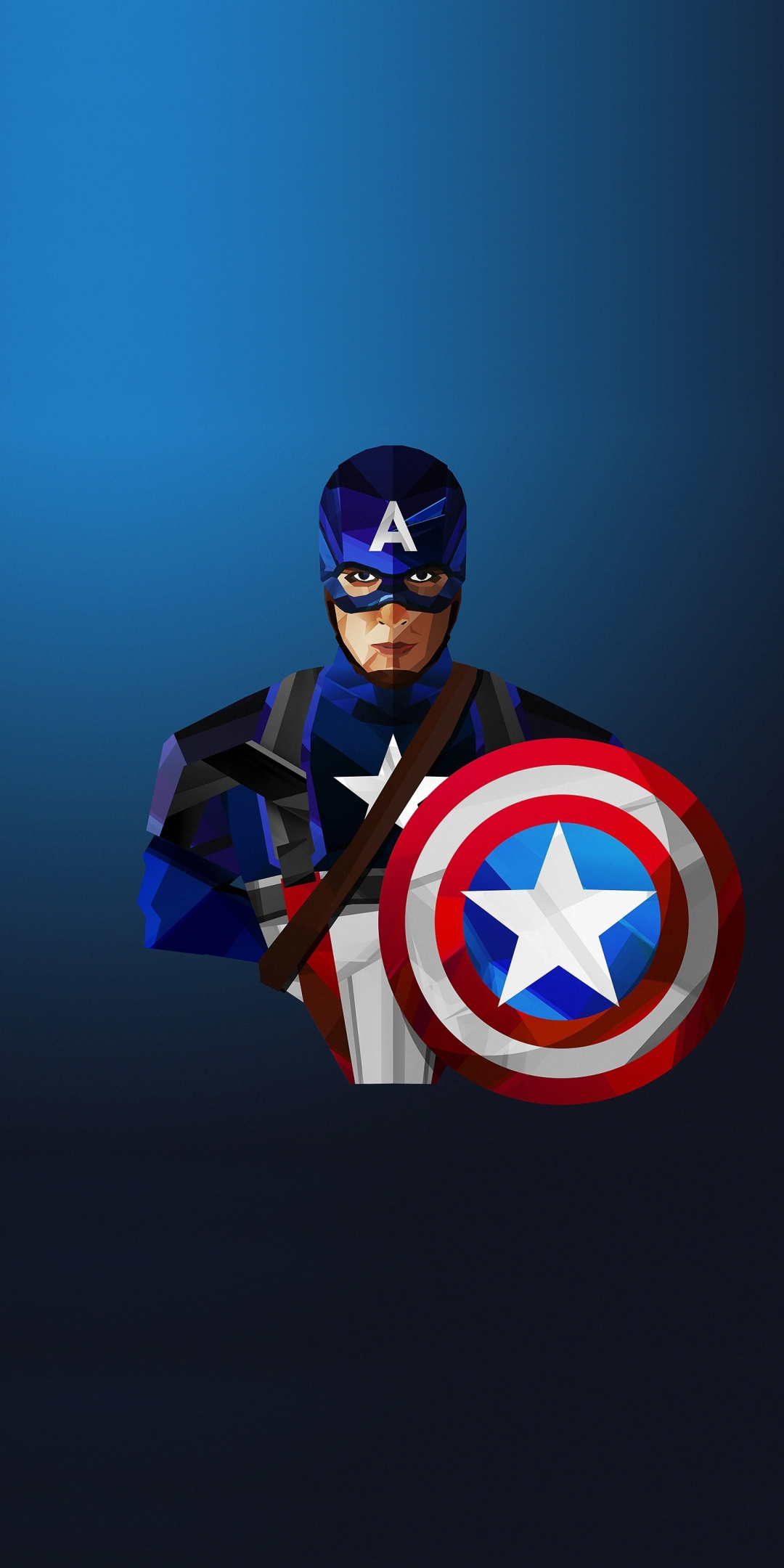 Captain America, artwork, low poly, 1080x2160 wallpaper