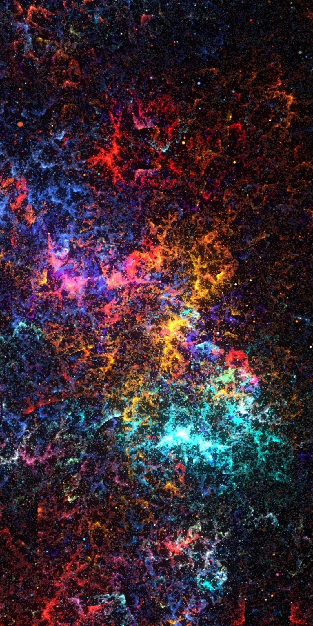 Space art, fractal, glow, colorful, 1080x2160 wallpaper