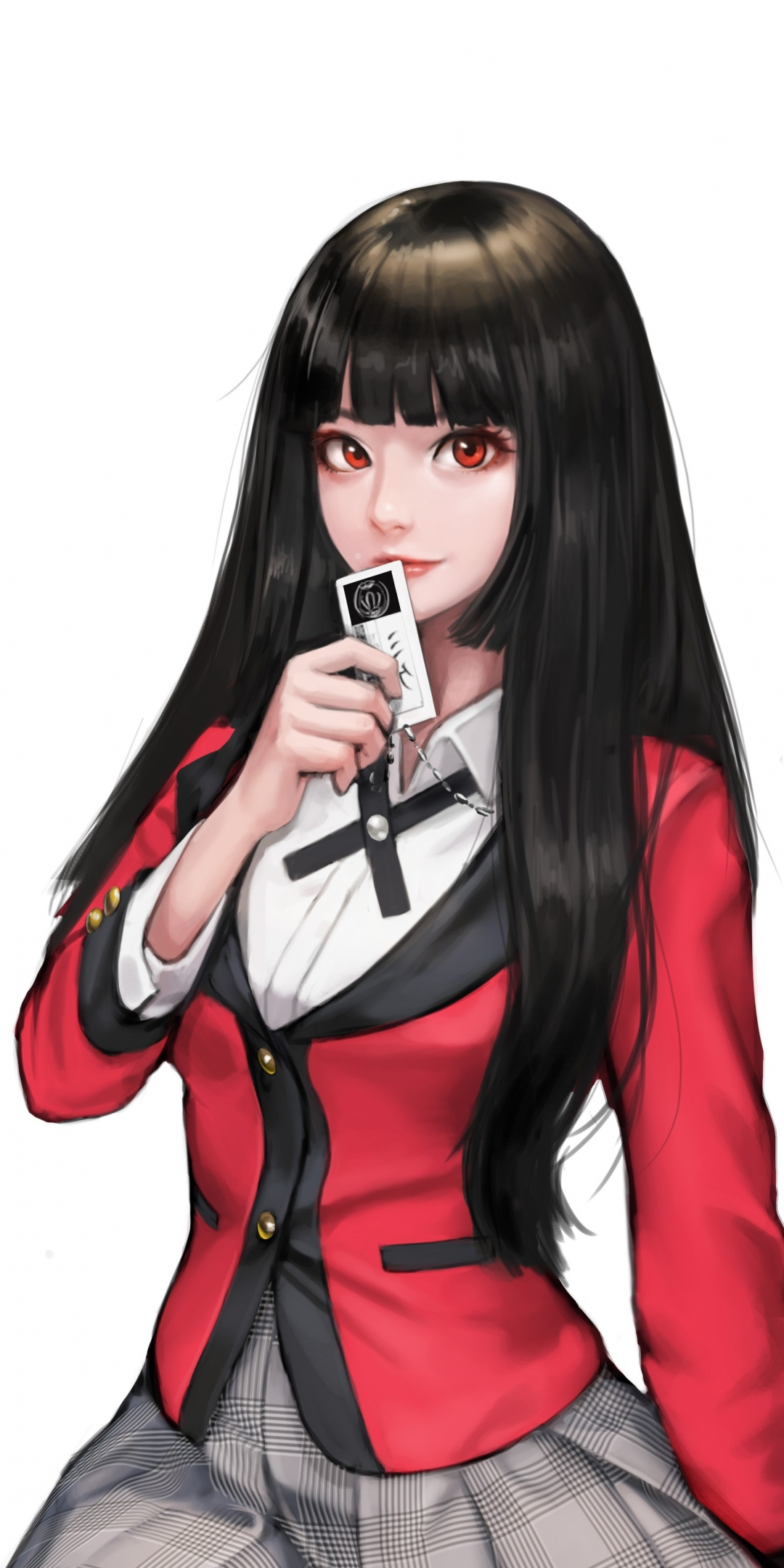 Kakegurui, anime girl, red blazer, Yumeko Jabami, 1080x2160 wallpaper