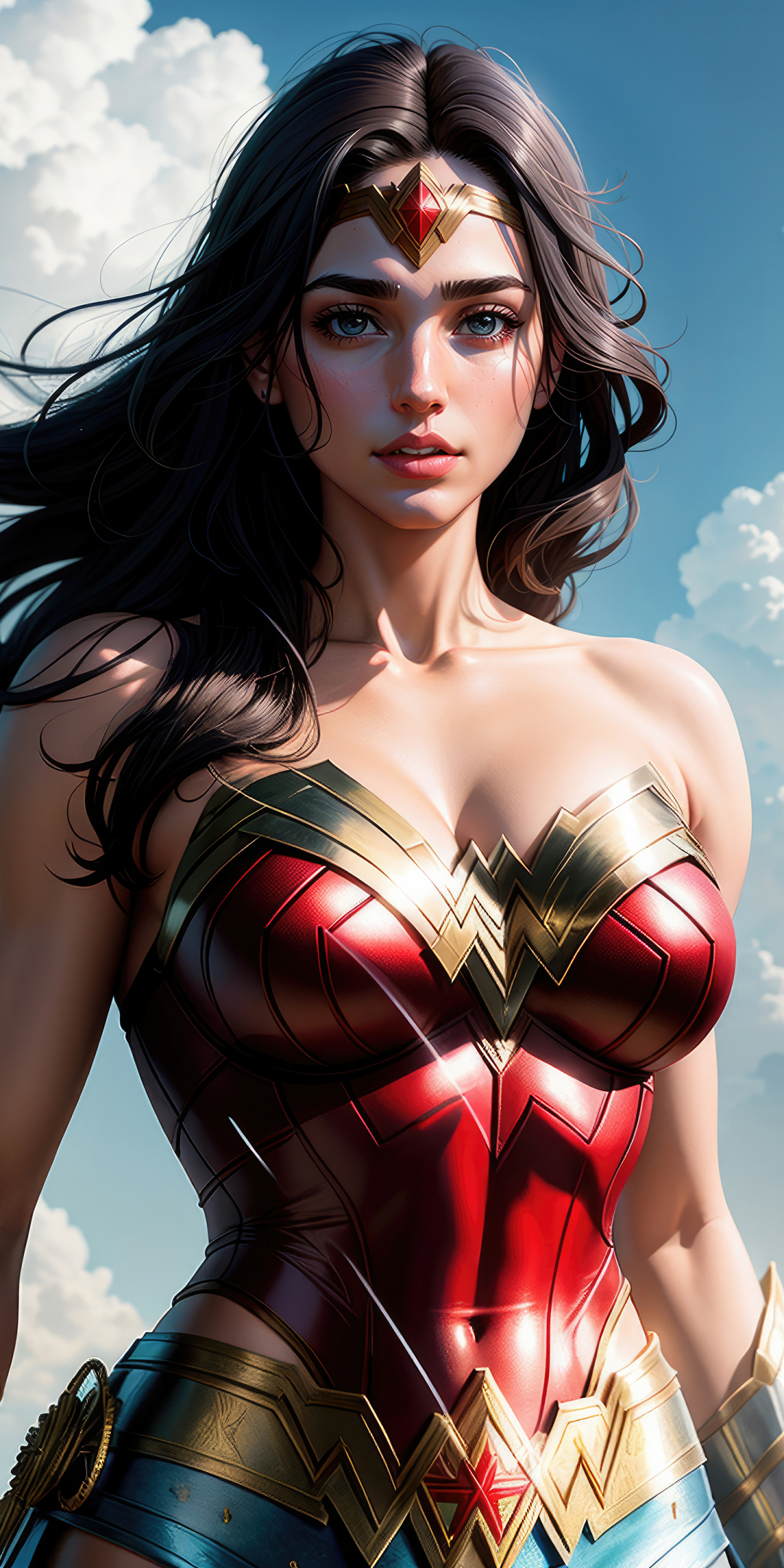 Wonder Woman, beautiful Amazonian, 1080x2160 wallpaper