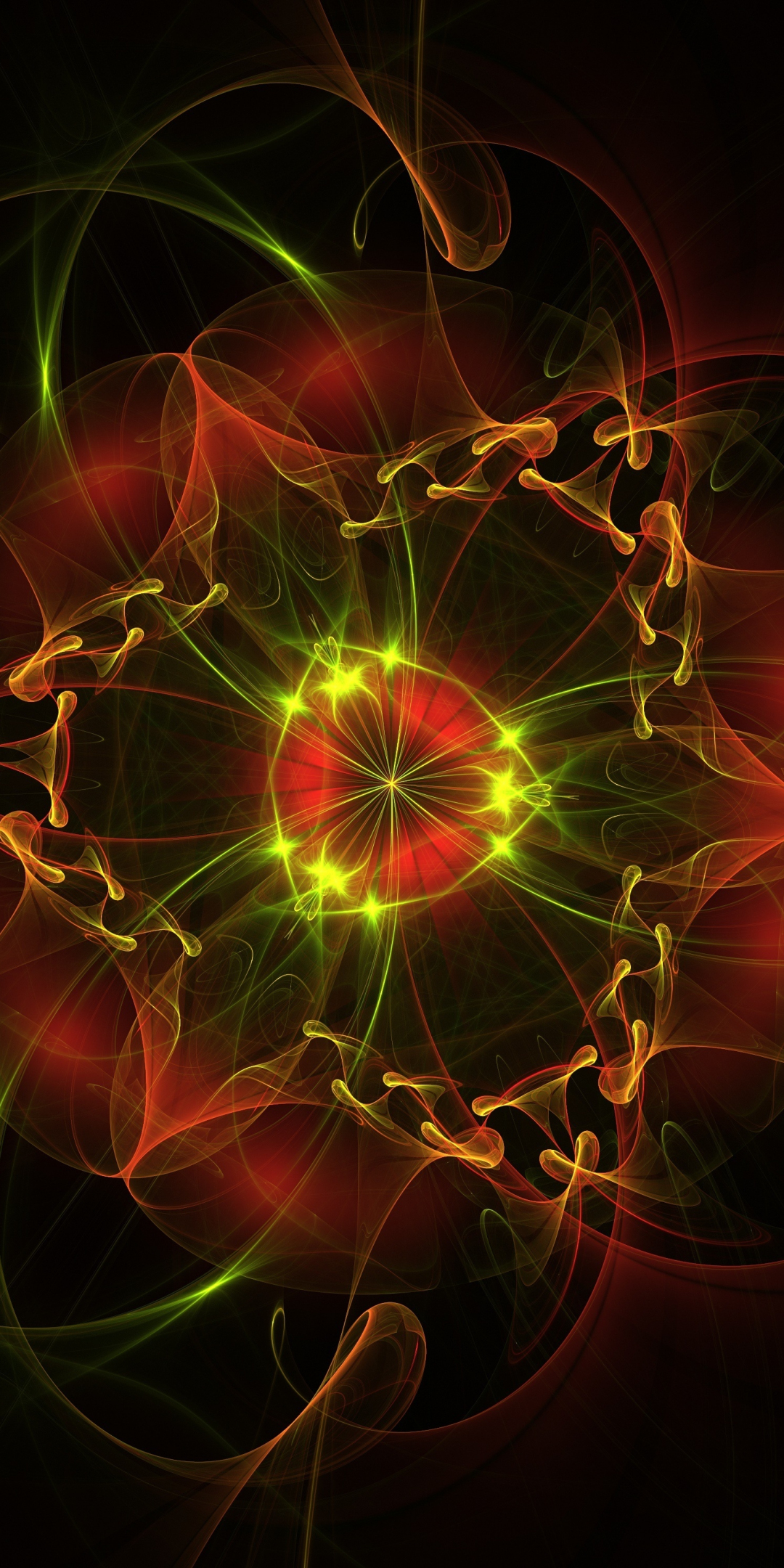 Glow, fractal, dark art, 1080x2160 wallpaper