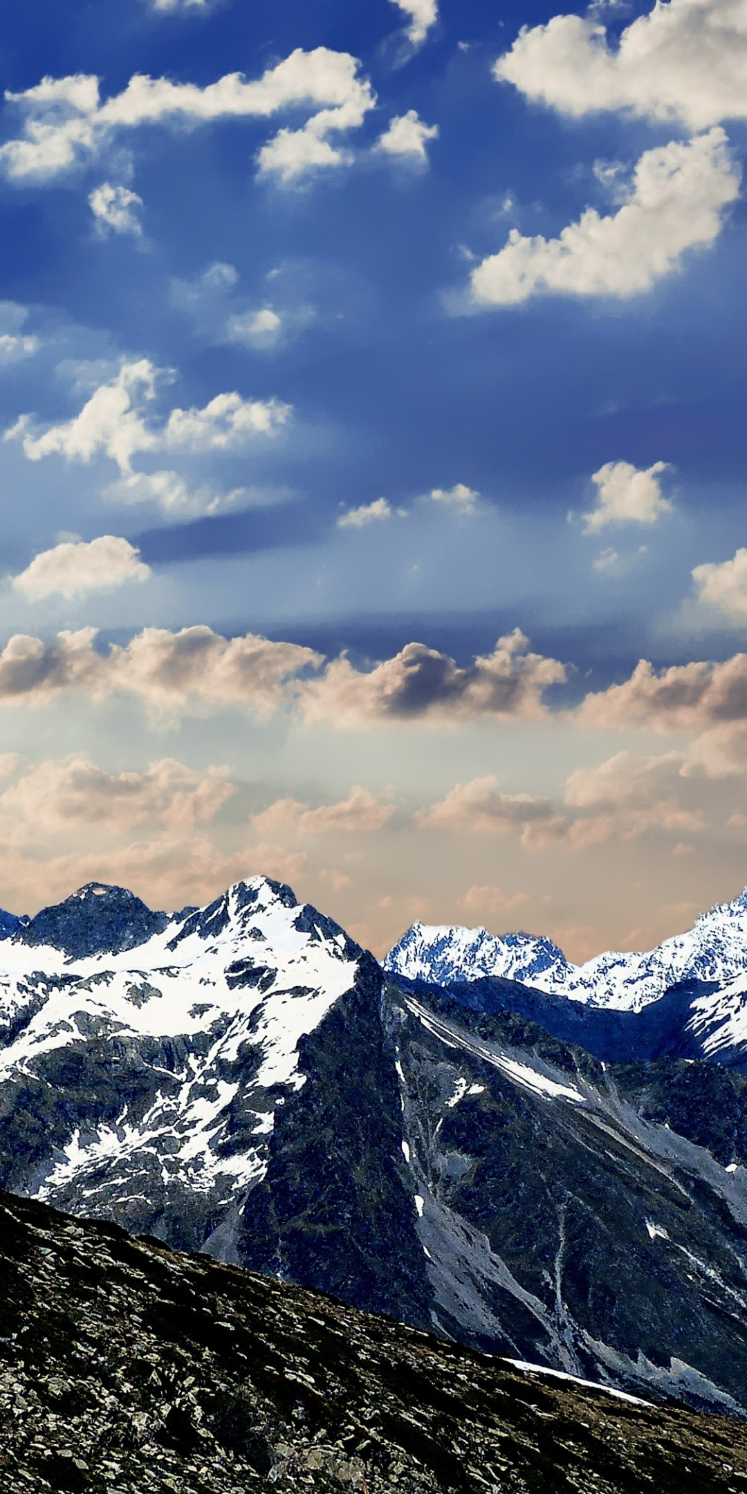 Mountains range, winter, glacier, white glow, nature, 1080x2160 wallpaper