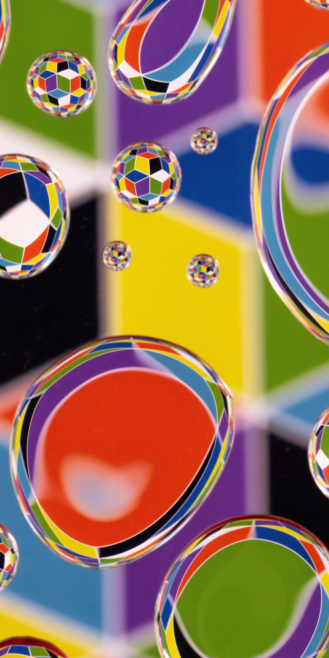 Bubbles, drops, multicolored, 1080x2160 wallpaper