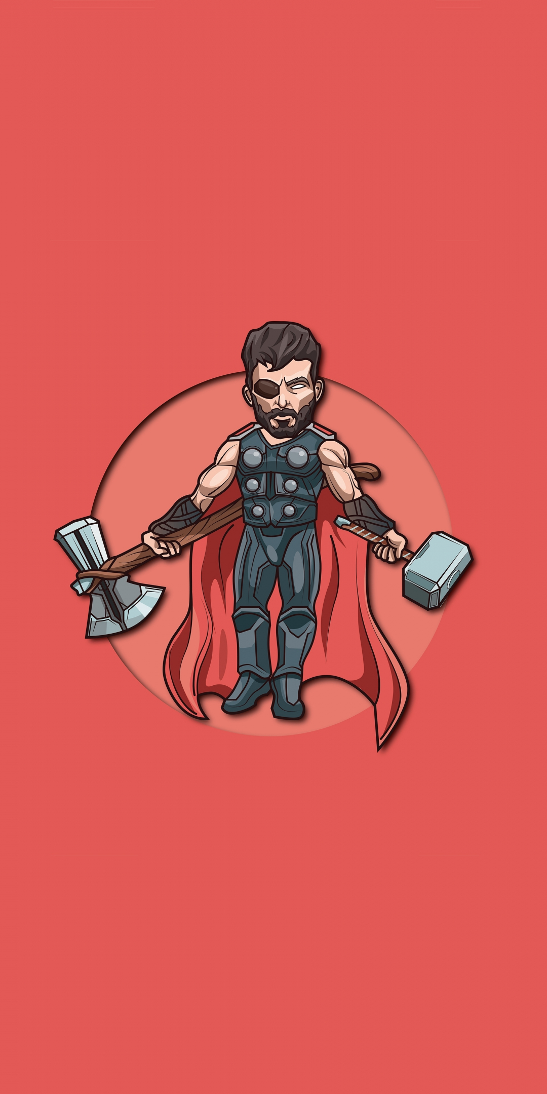 Minimal, thor with 2 hammers, 2020, 1080x2160 wallpaper