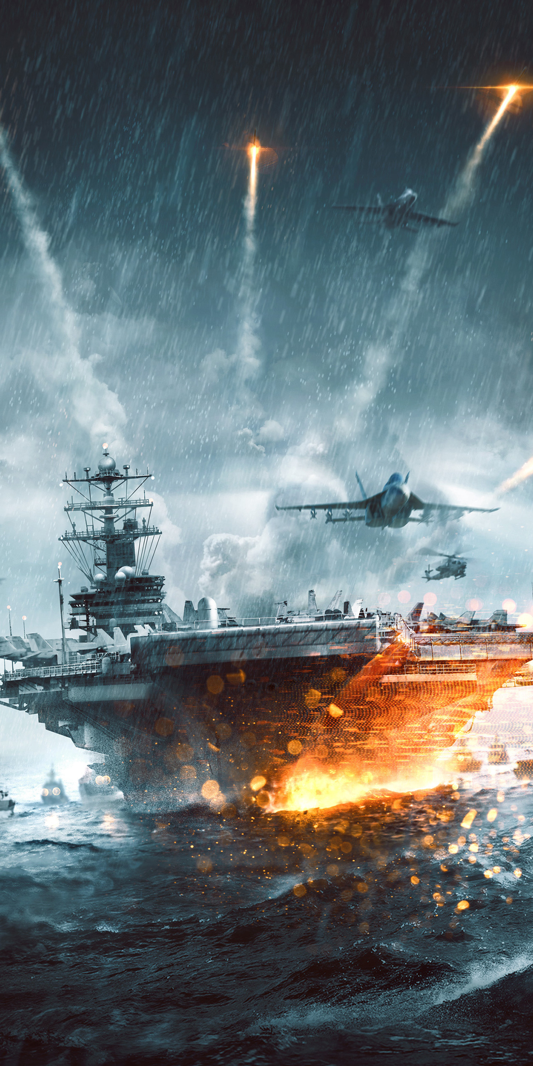 Warship, battle, video game, 1080x2160 wallpaper
