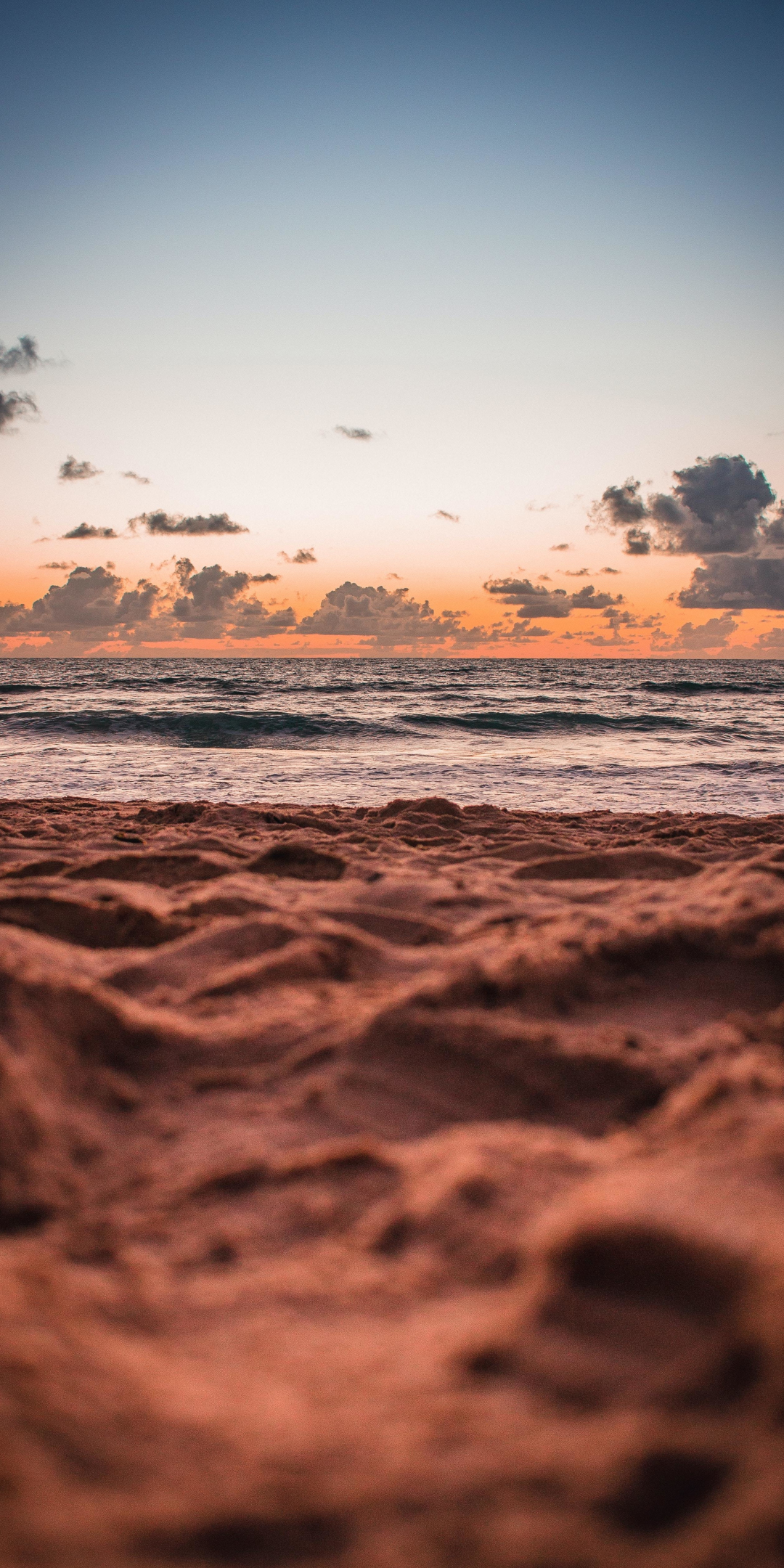 Brown sand, beach, sunset, close up, 1080x2160 wallpaper