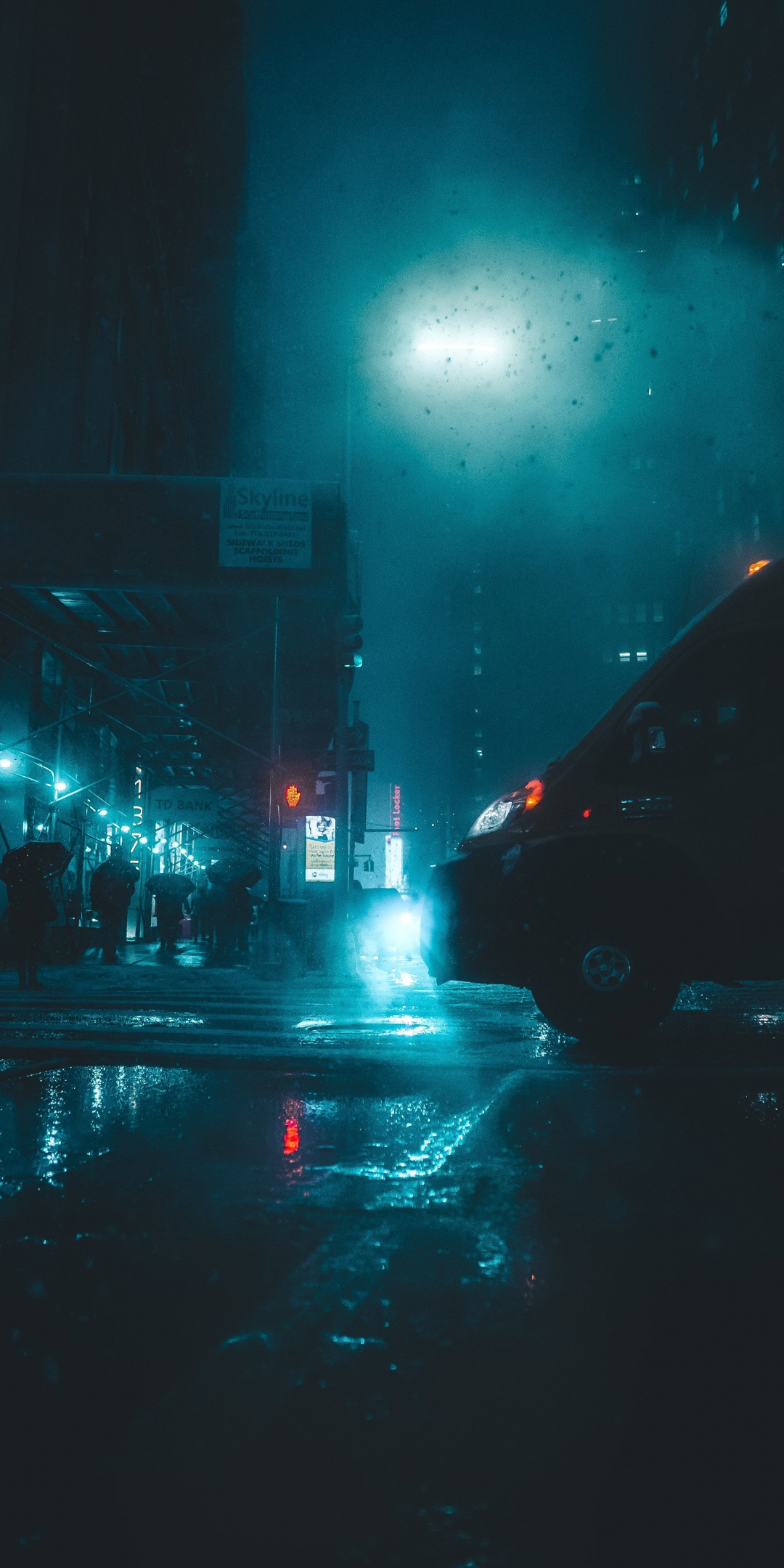 Street, dark, rain, dusk, night, 1080x2160 wallpaper