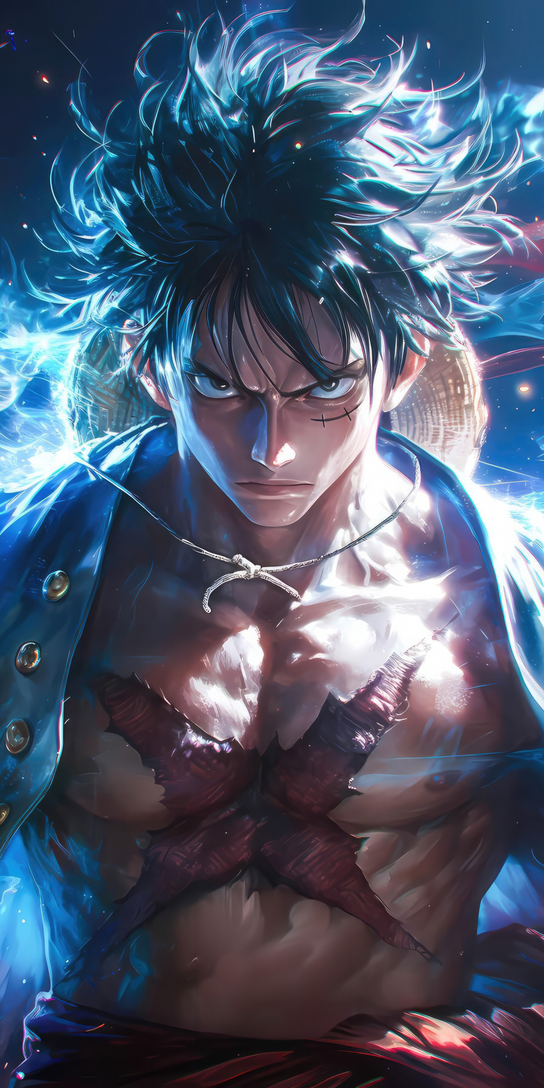 Angry Monkey D. Luffy, legacy pirate anime, art, 1080x2160 wallpaper
