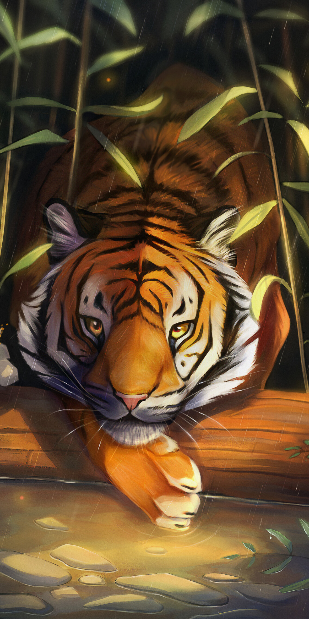 Tiger, wild animal, art, 1080x2160 wallpaper