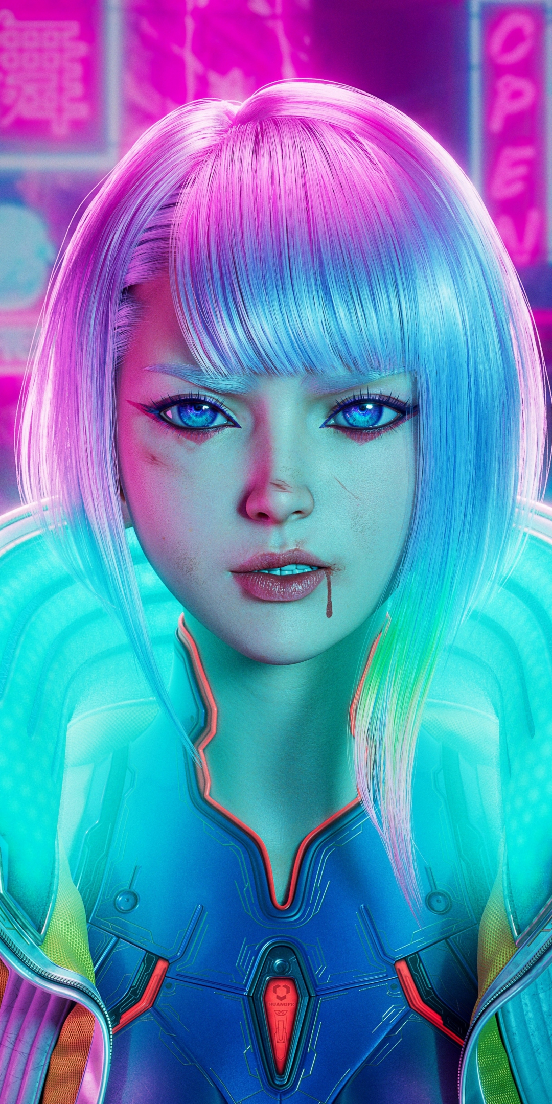 Lucy, Cyberpunk Edgerunners, digital art, 1080x2160 wallpaper