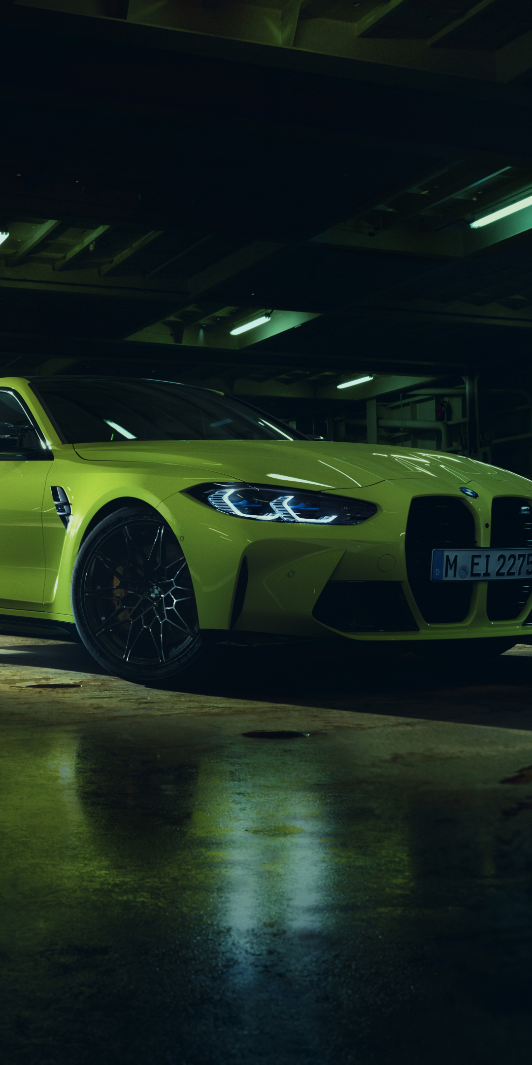 Green BMW M4 Competition X Alcantara, 2023, 1080x2160 wallpaper