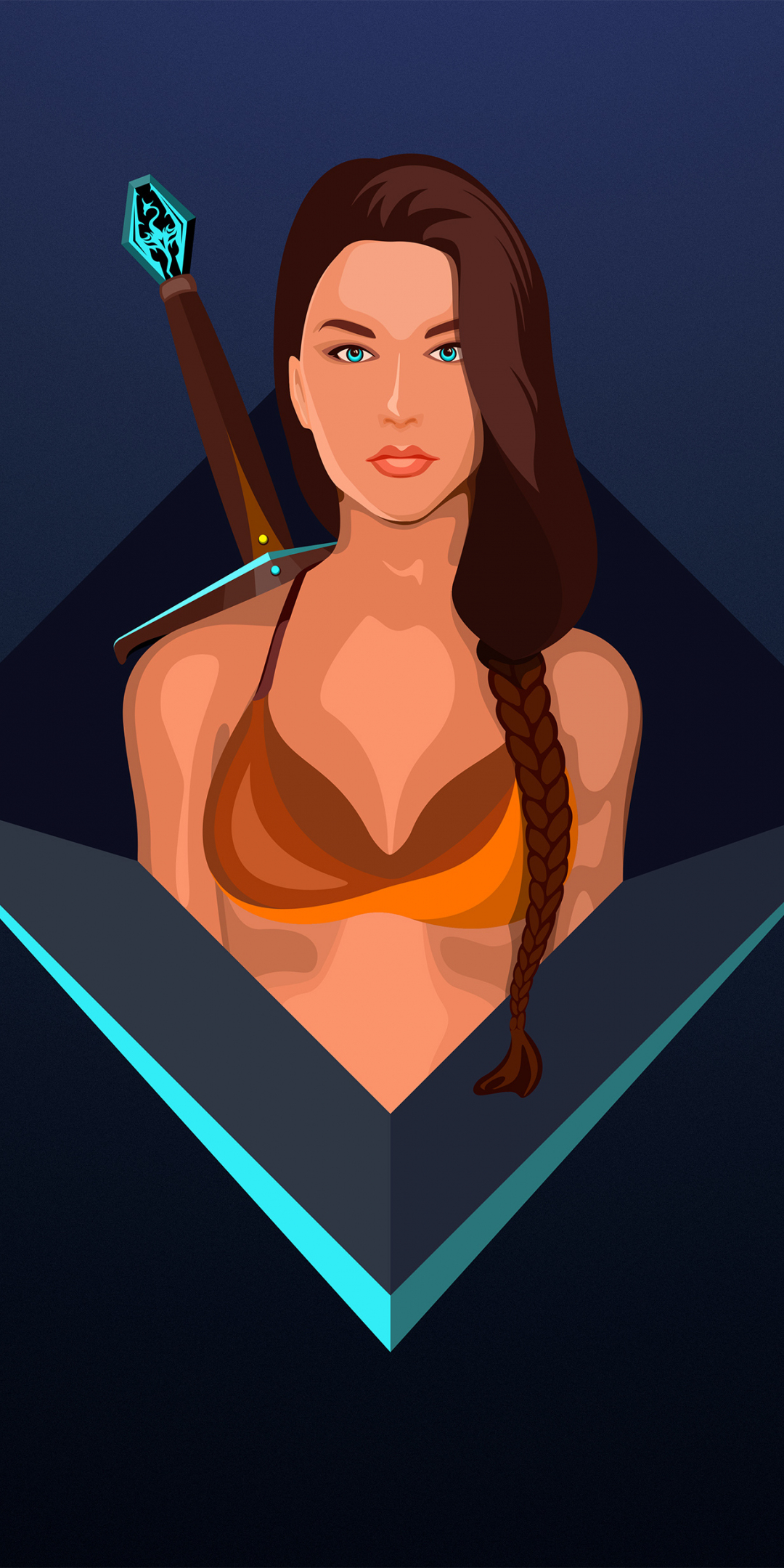 Girl warrior, The Elder Scrolls V: Skyrim, video game, minimal, artwork, 1080x2160 wallpaper