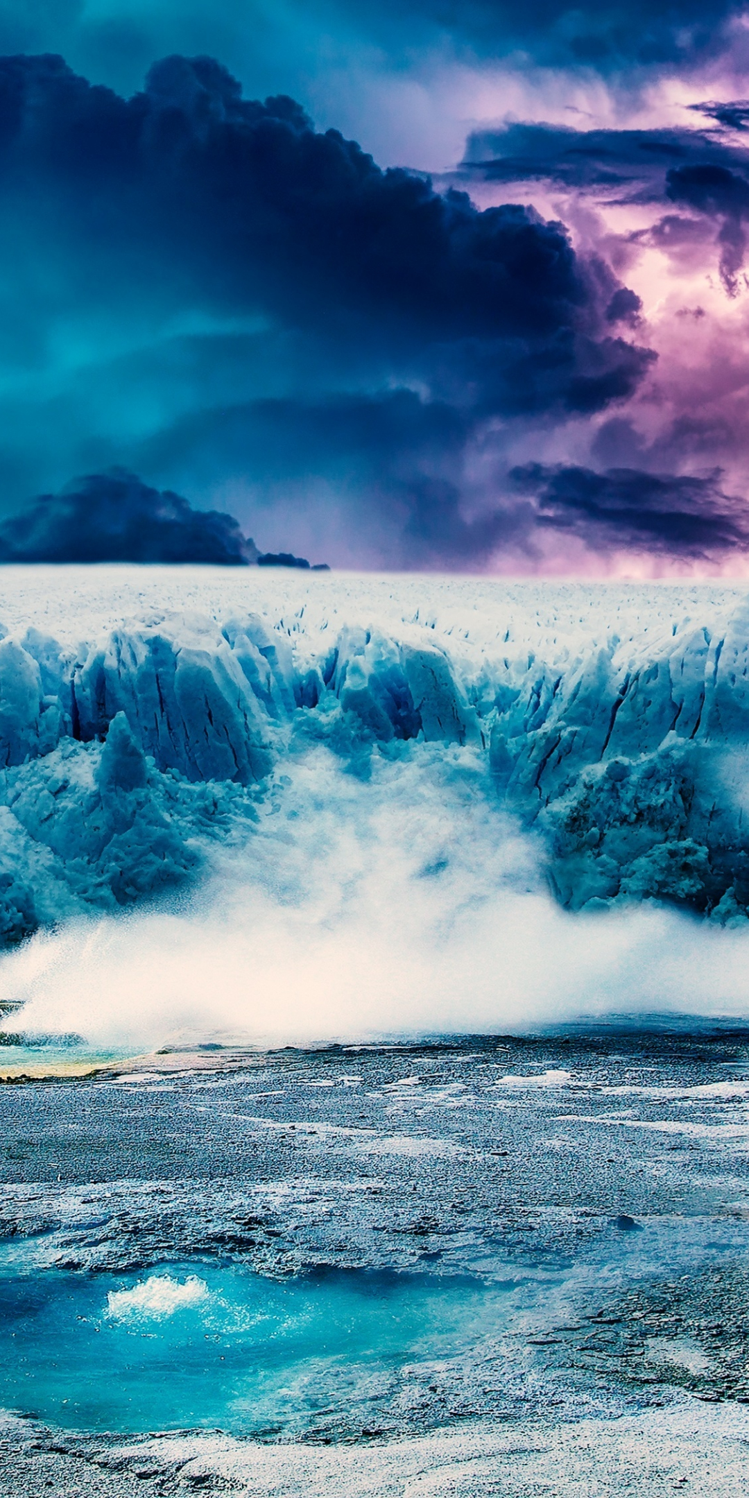 Photoshop, iceberg, glacier, clouds, landscape, 1080x2160 wallpaper