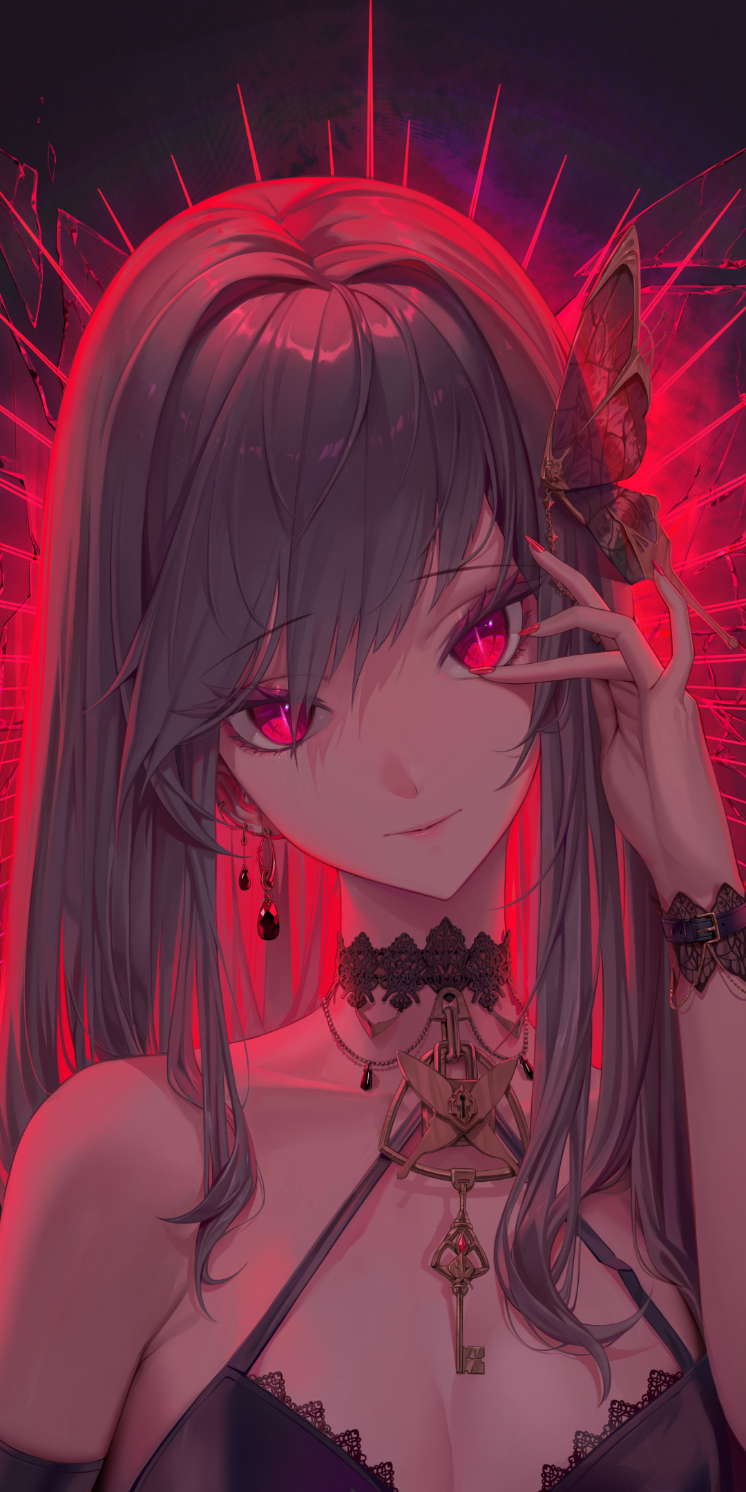 Fairly anime girl, fantasy, red-eyes, original, 1080x2160 wallpaper