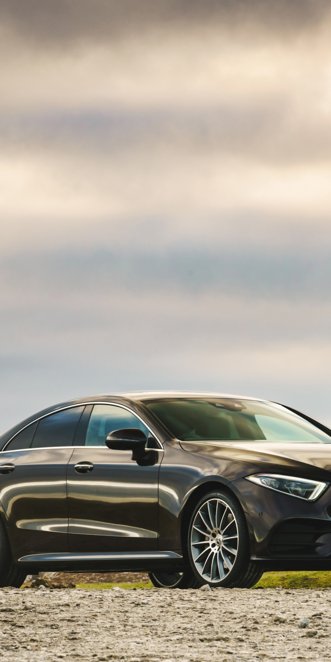 2018 car, black, Mercedes-Benz CLS-Class 400d 4matic, front, 1080x2160 wallpaper