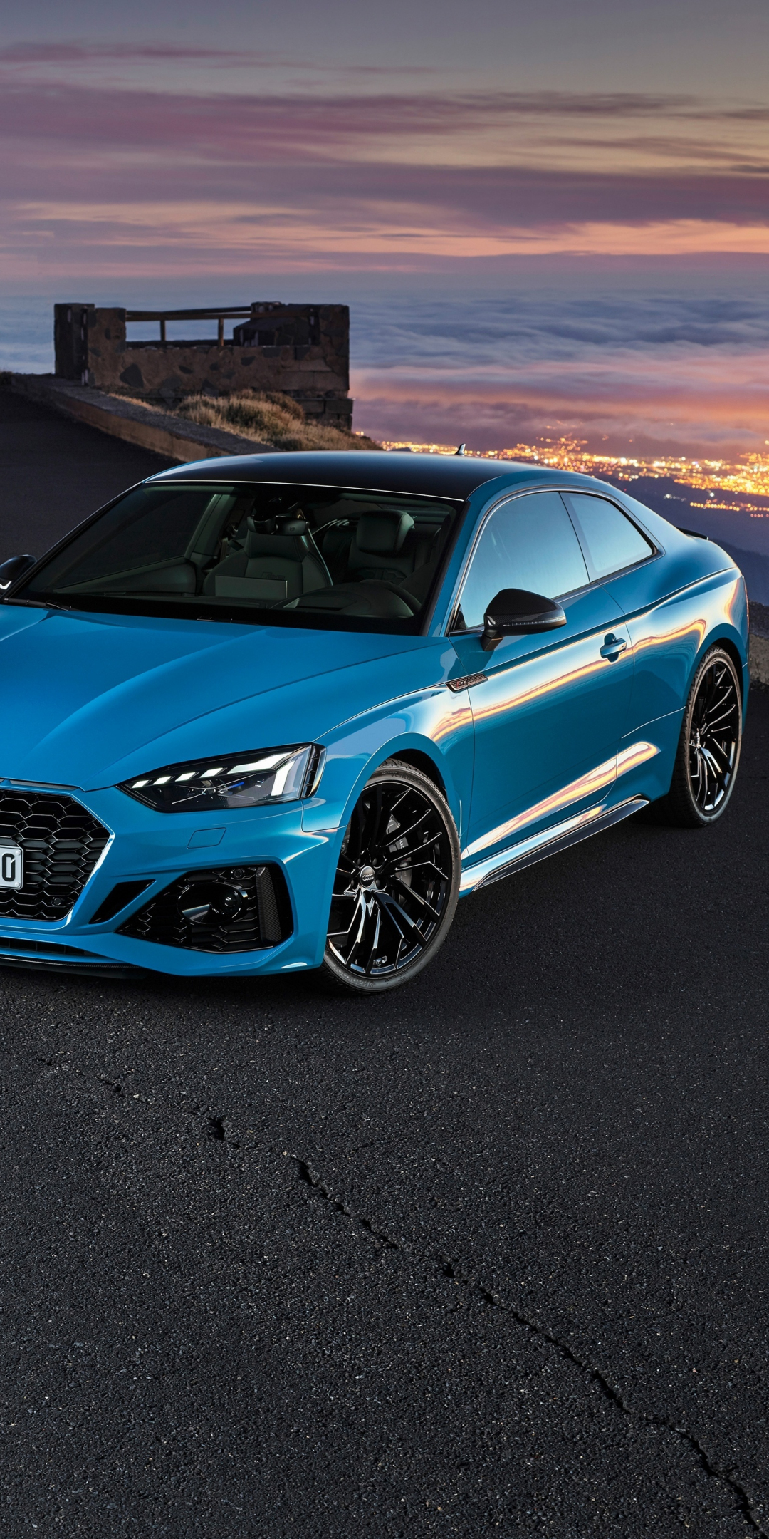 Blue sedan, Audi RS5, 1080x2160 wallpaper