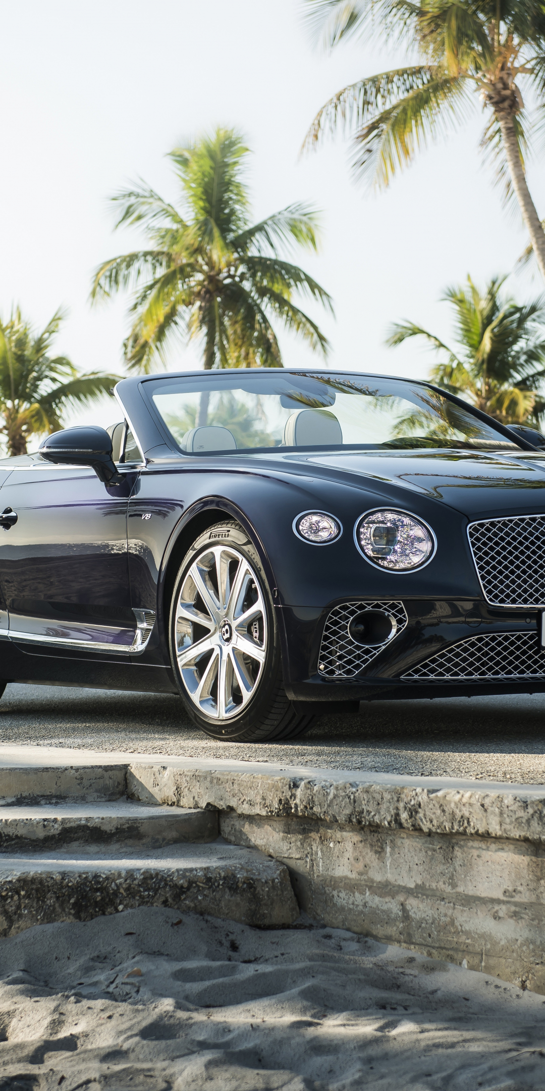 Luxury car, Bentley Continental GT, black car, off-road, 1080x2160 wallpaper