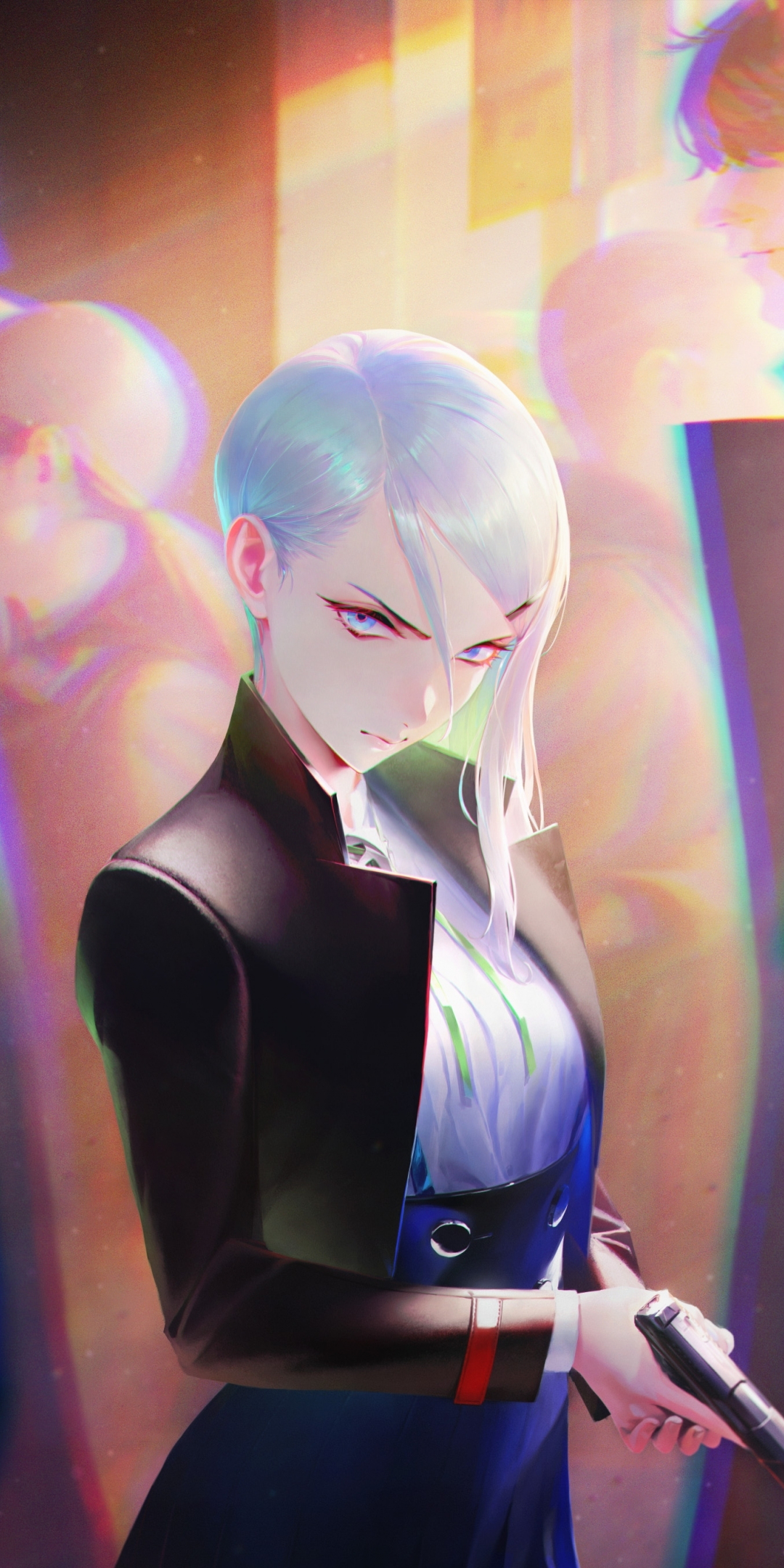 White hair anime girl, original, killer, 1080x2160 wallpaper