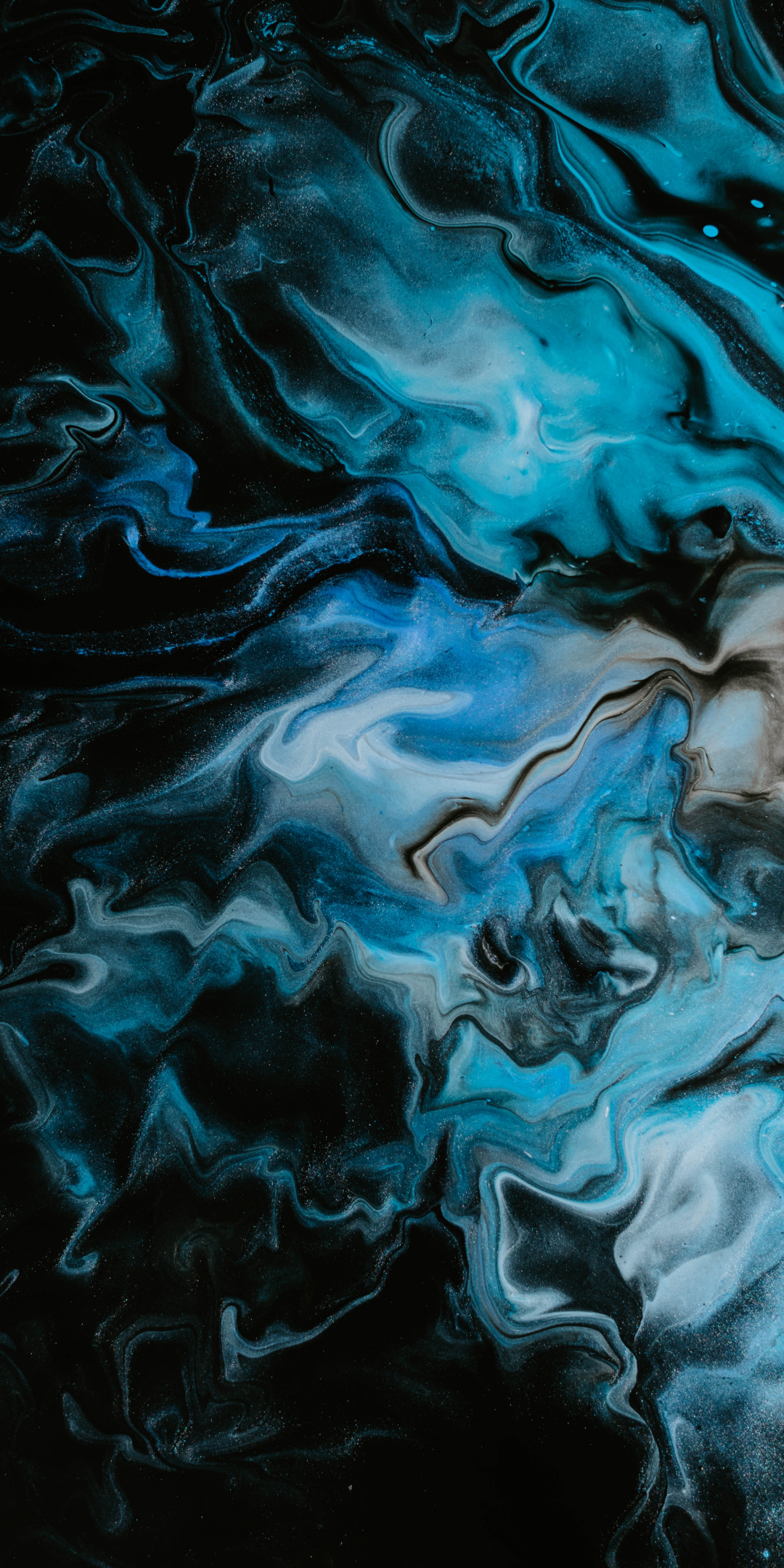 Stains, paint, acrylic dark-blue, 1080x2160 wallpaper