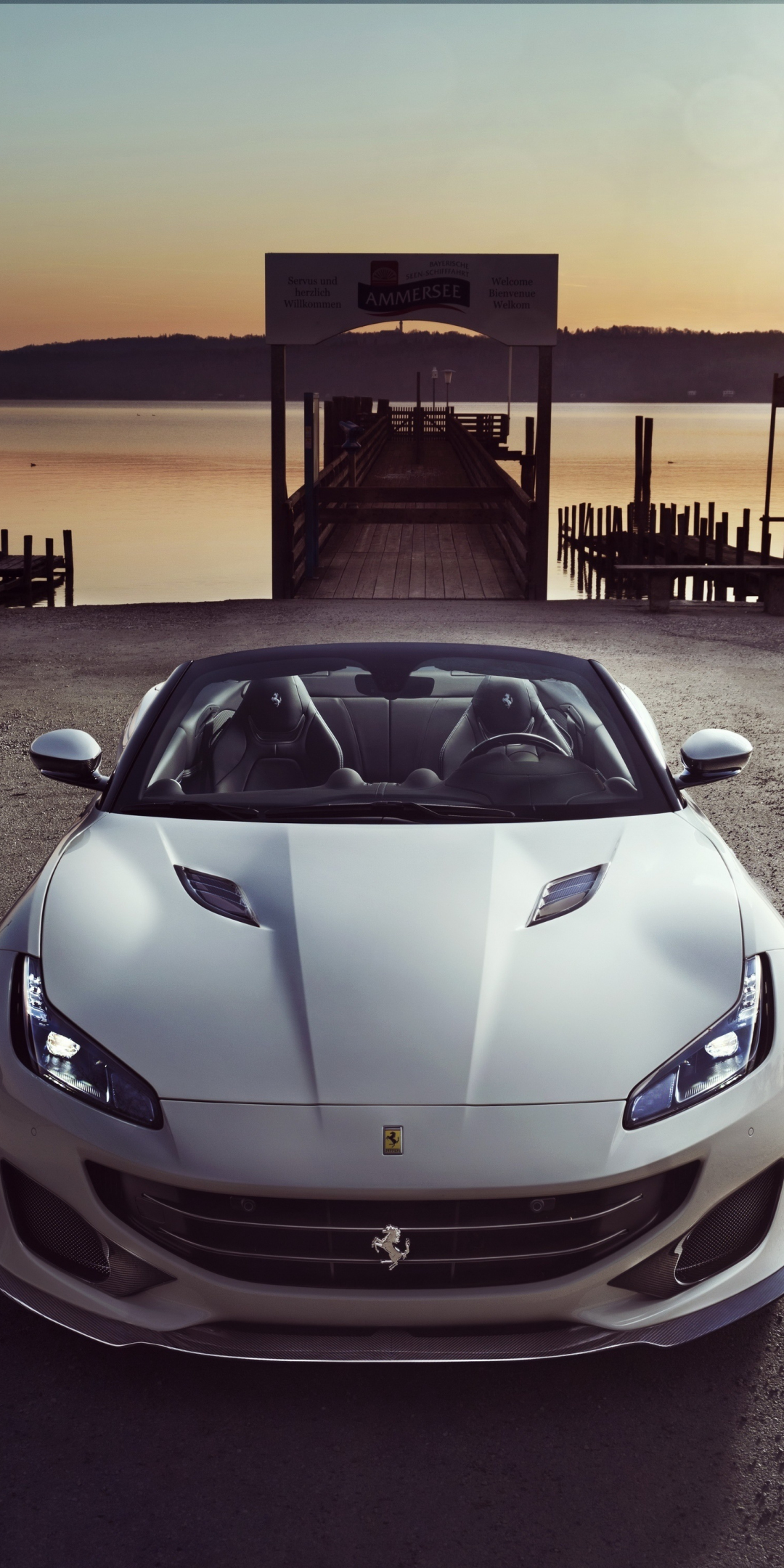White Ferrari Portofino, sports car, 1080x2160 wallpaper