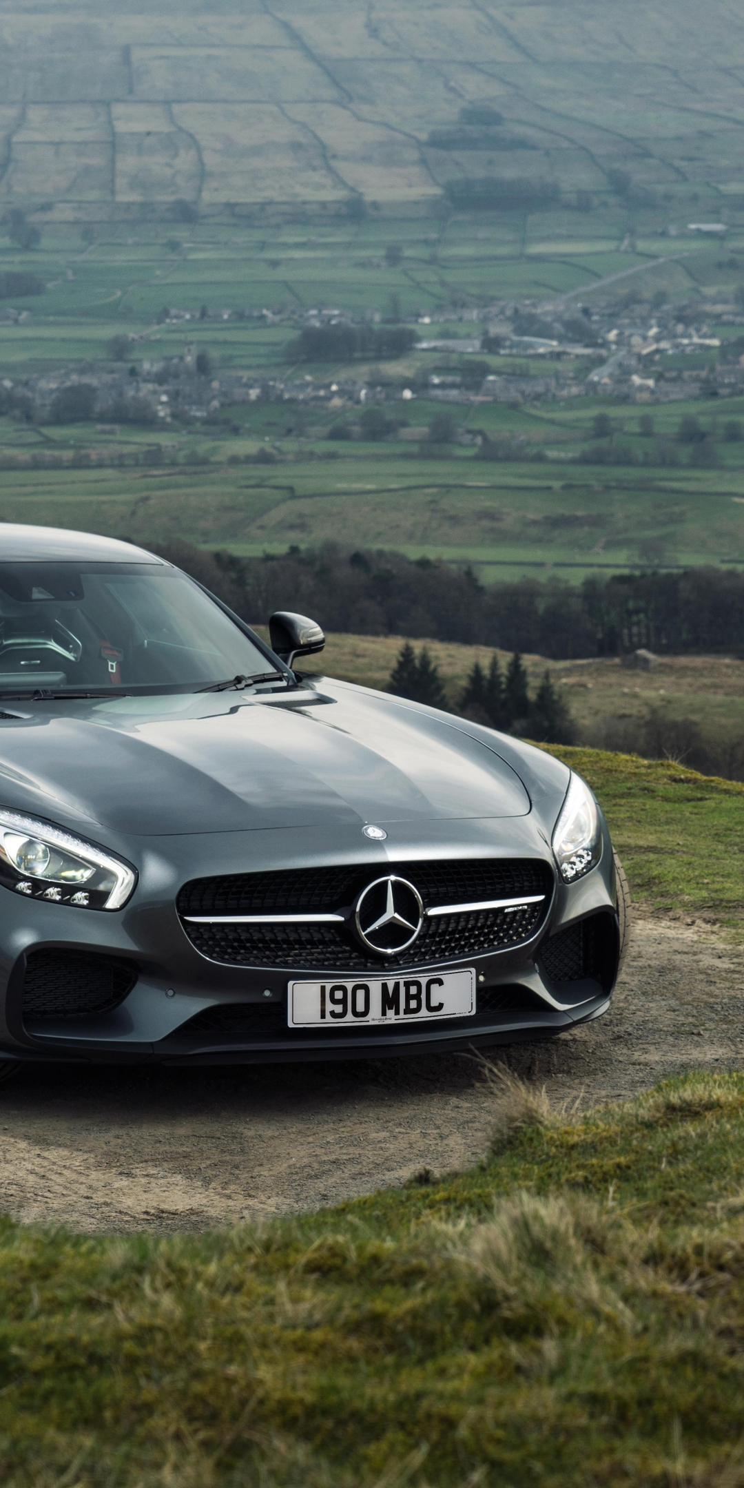 Grey, sports car, Mercedes-AMG GT, 1080x2160 wallpaper