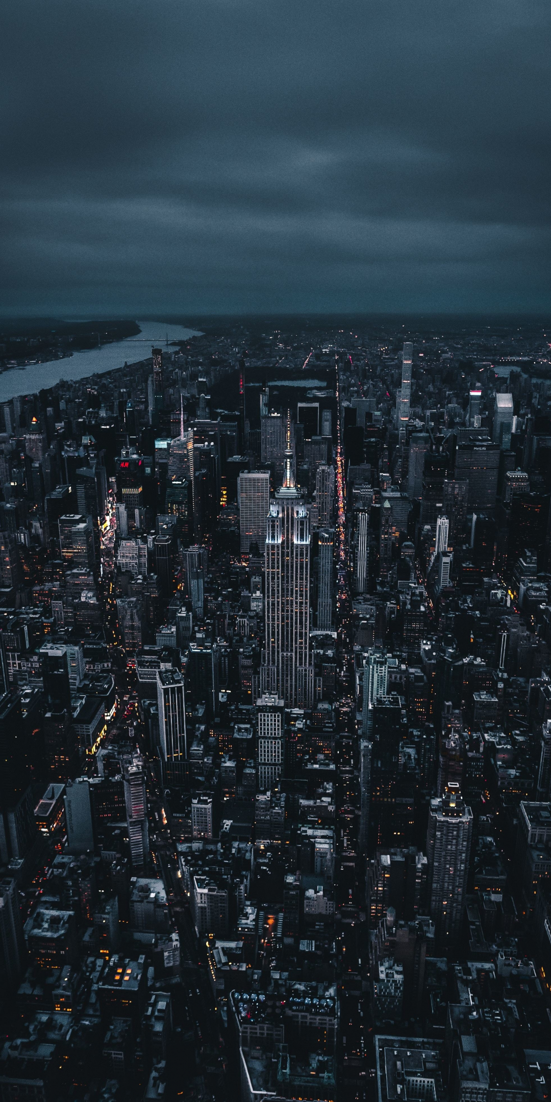 Download 1080x2160 Wallpaper New York Dark Night City Aerial View