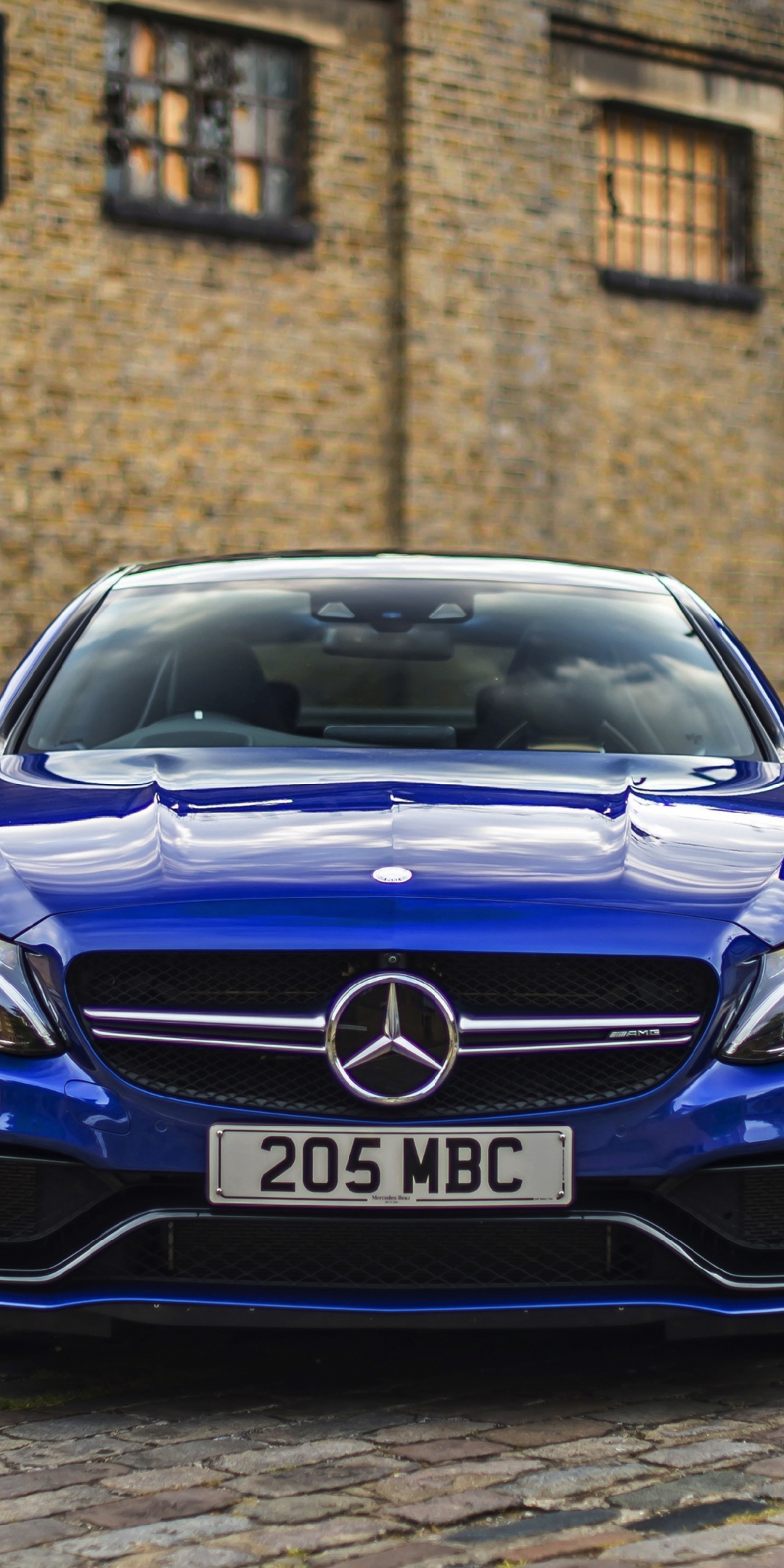 Front, blue, luxury car, Mercedes-Benz C-Class, 1080x2160 wallpaper