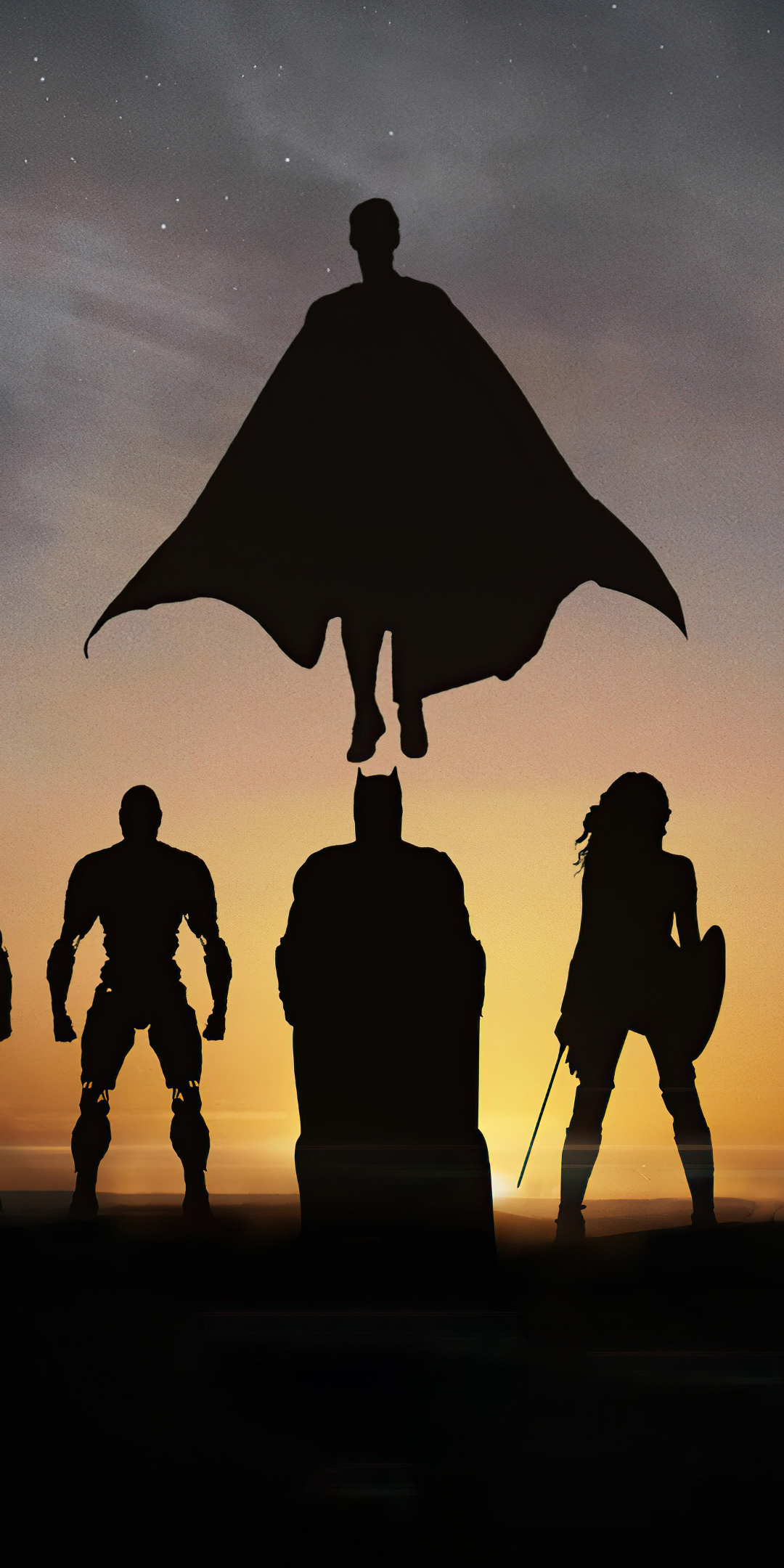 DC Heroes, Justice League, silhouette, movie poster, 2021, 1080x2160 wallpaper