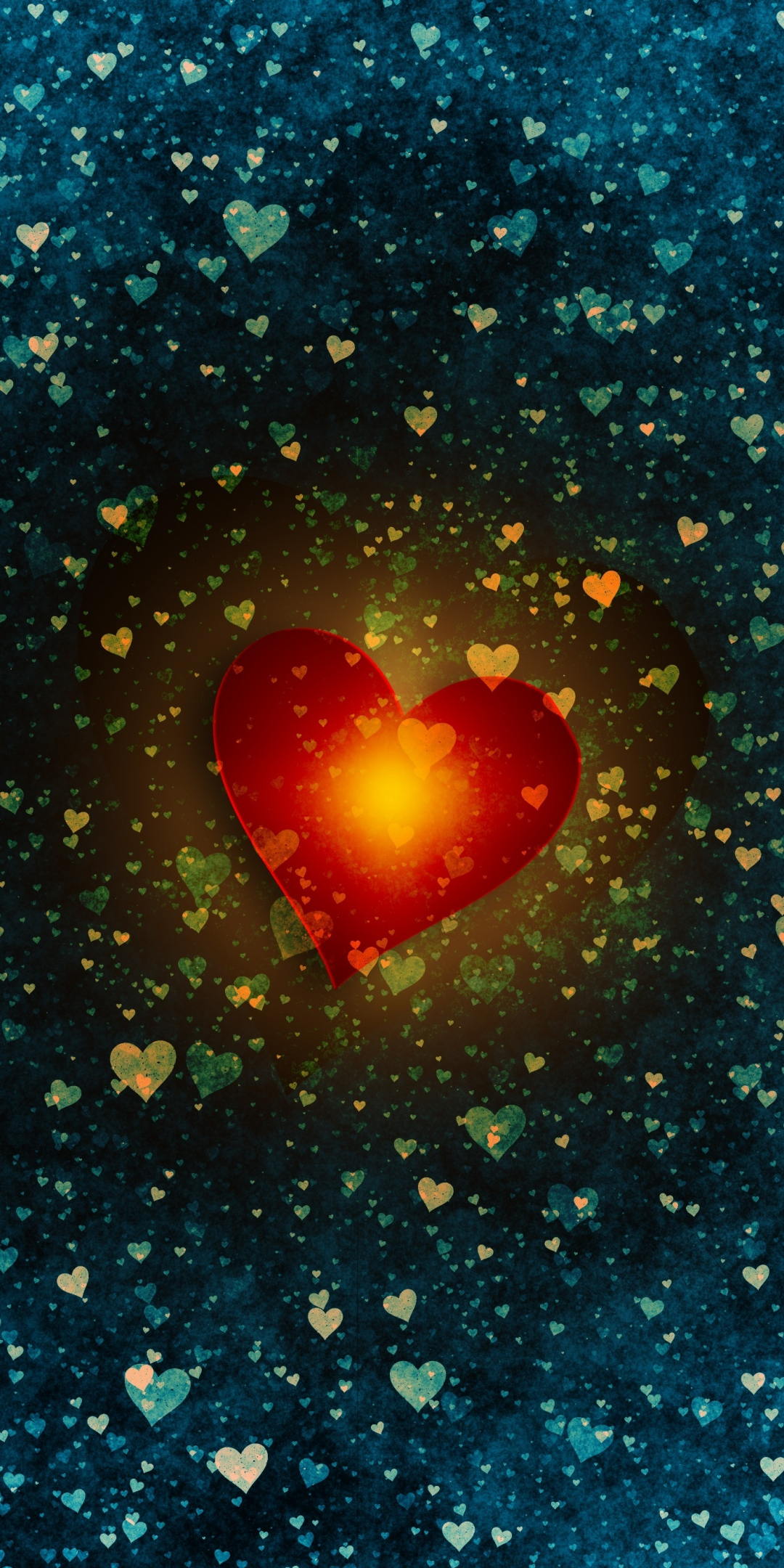 Download 1080x2160 wallpaper heart, glitter, abstract, honor 7x, honor