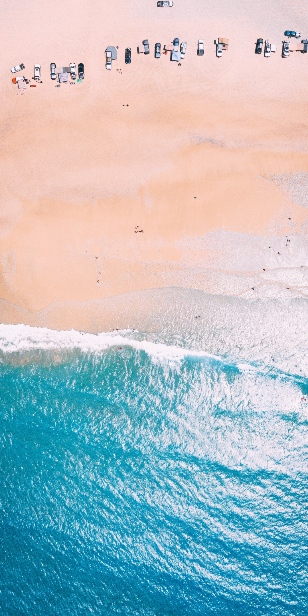 Blue sea, beach, sunny day, aerial shot, summer, 1080x2160 wallpaper