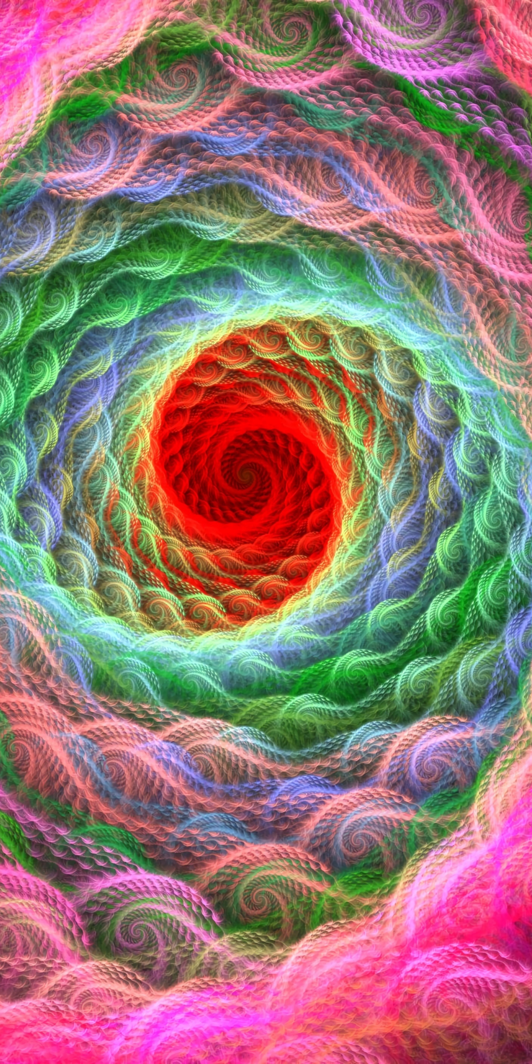 Spiral pattern, bright, colorful, 1080x2160 wallpaper