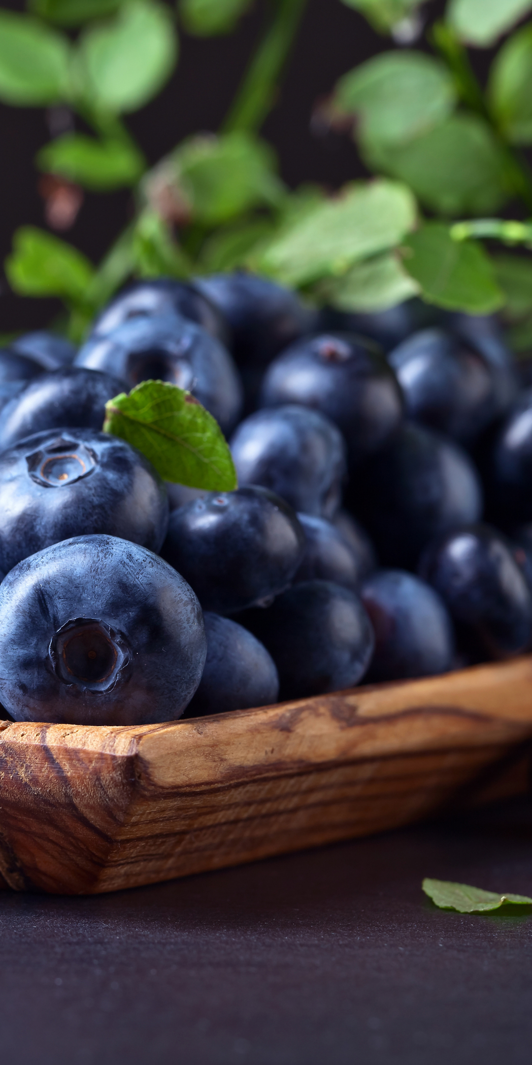 Kitchen, leaves, blueberries, fruits, 1080x2160 wallpaper