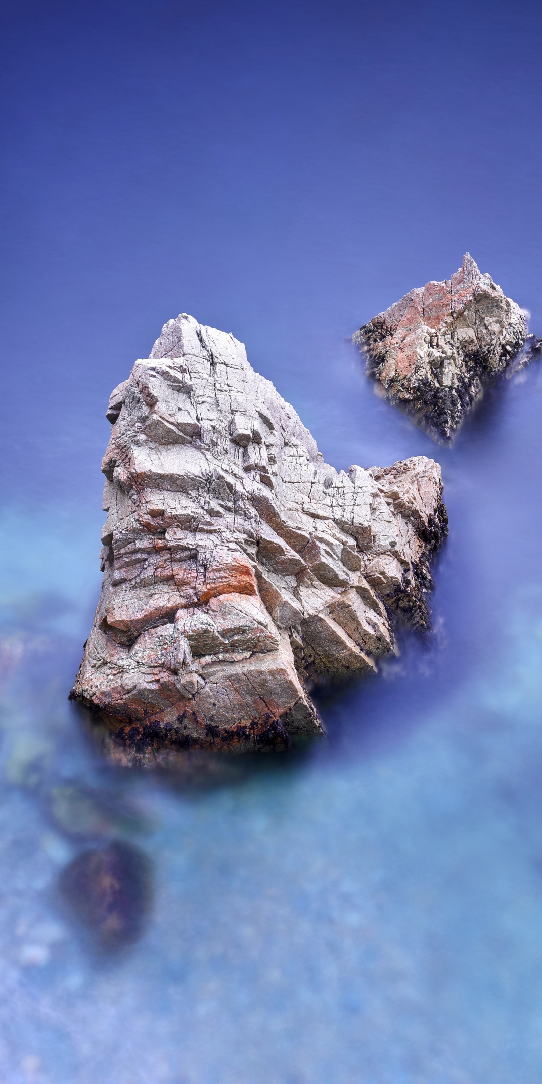Big rock, coast, aerial view, stock photo of macOS, 1080x2160 wallpaper