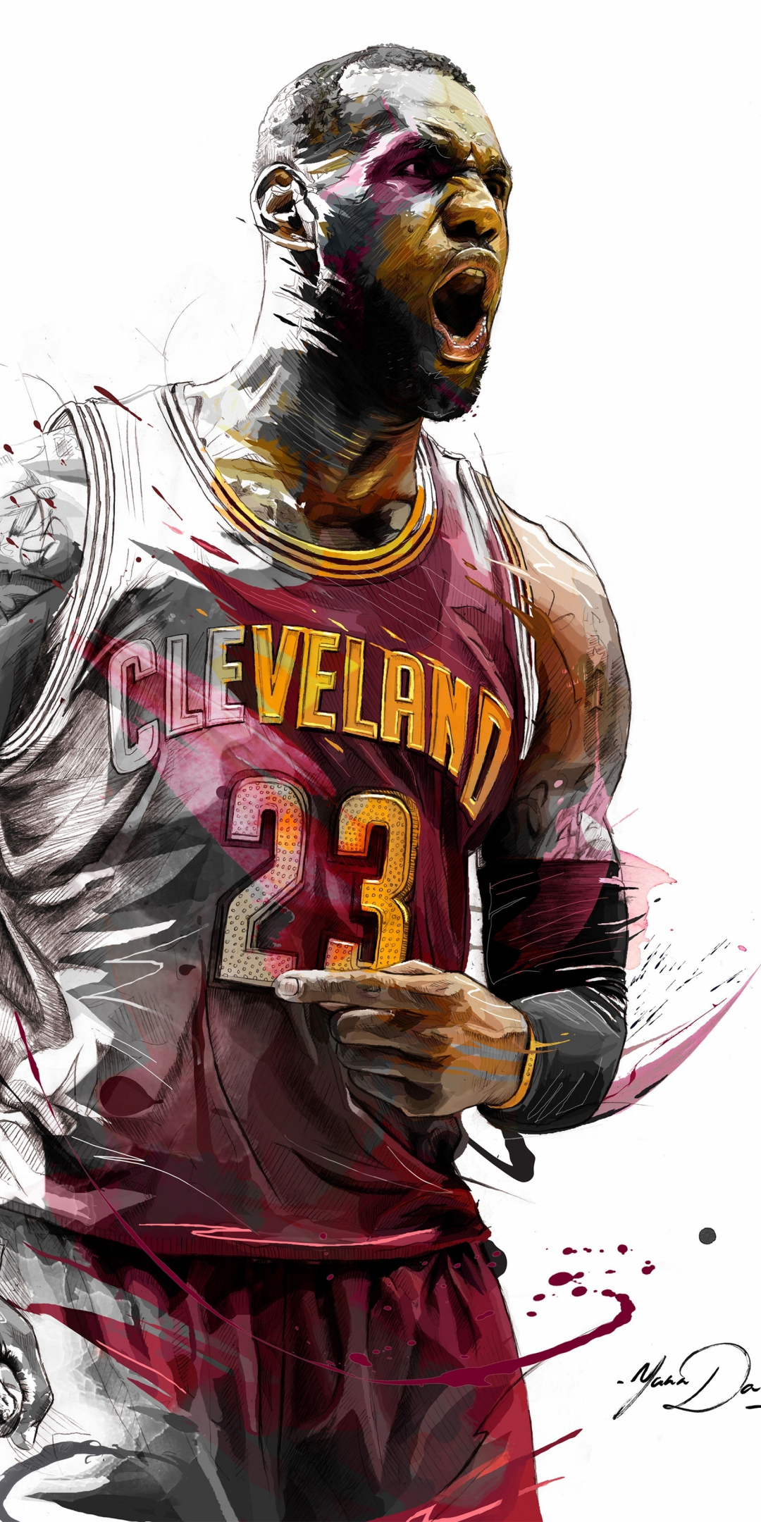 Lebron James, basketball player, artwork, 1080x2160 wallpaper