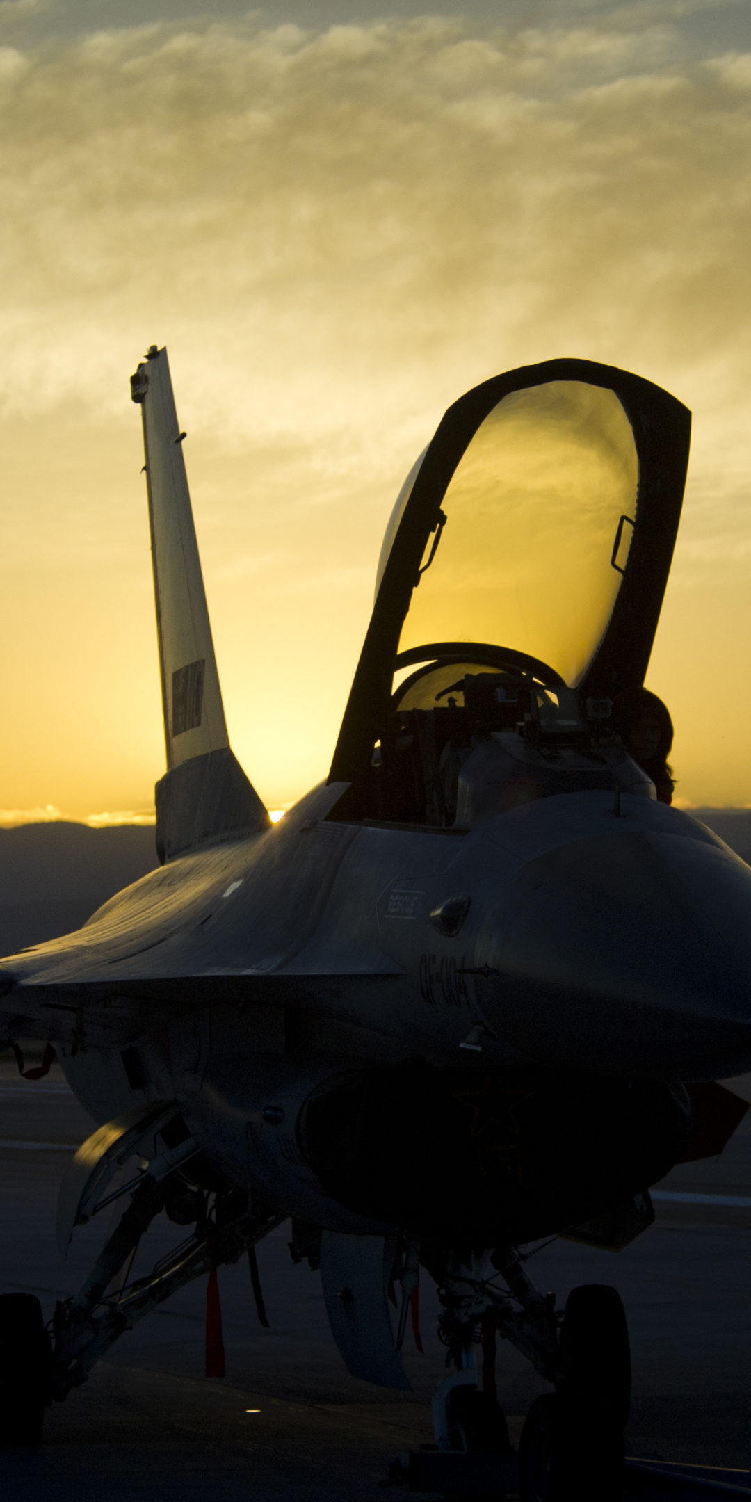 Sunset, military, General Dynamics F-16 Fighting Falcon, fighter aircraft, 1080x2160 wallpaper