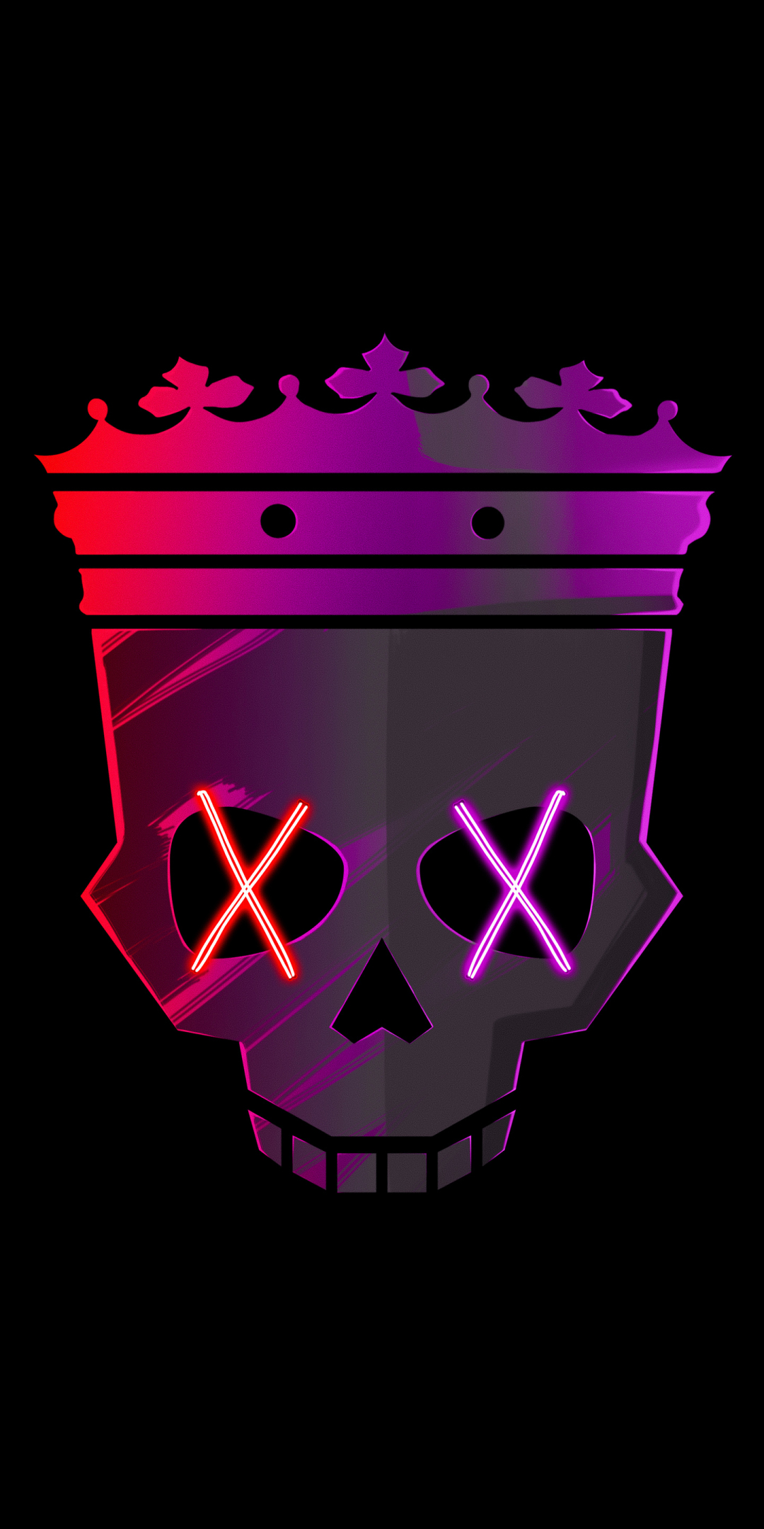 Skull with crown, minimal and dark, 1080x2160 wallpaper