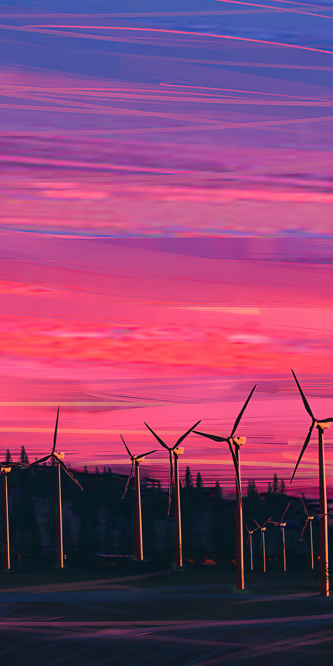 Windmill, journey, landscape, sunset, art, 1080x2160 wallpaper