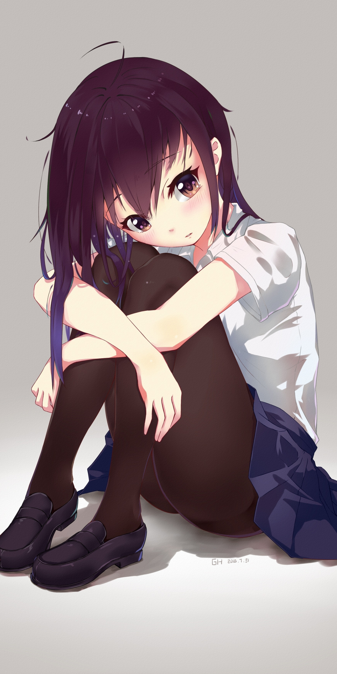 Anime girl, art, school uniform, 1080x2160 wallpaper