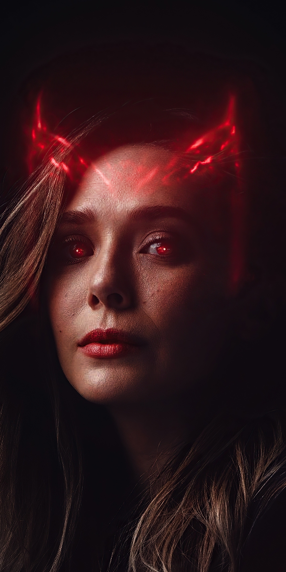 Scarlet Witch, red glowing eyes, art, 1080x2160 wallpaper