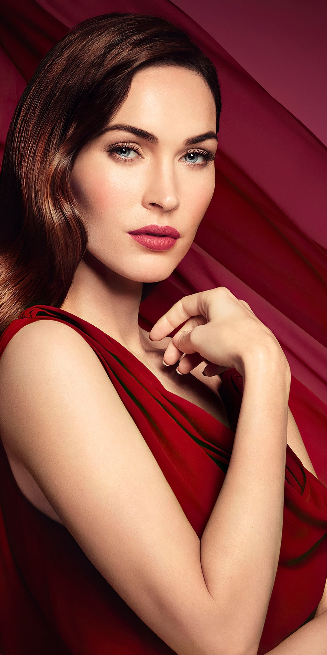Megan Fox, red dress, 2020, 1080x2160 wallpaper