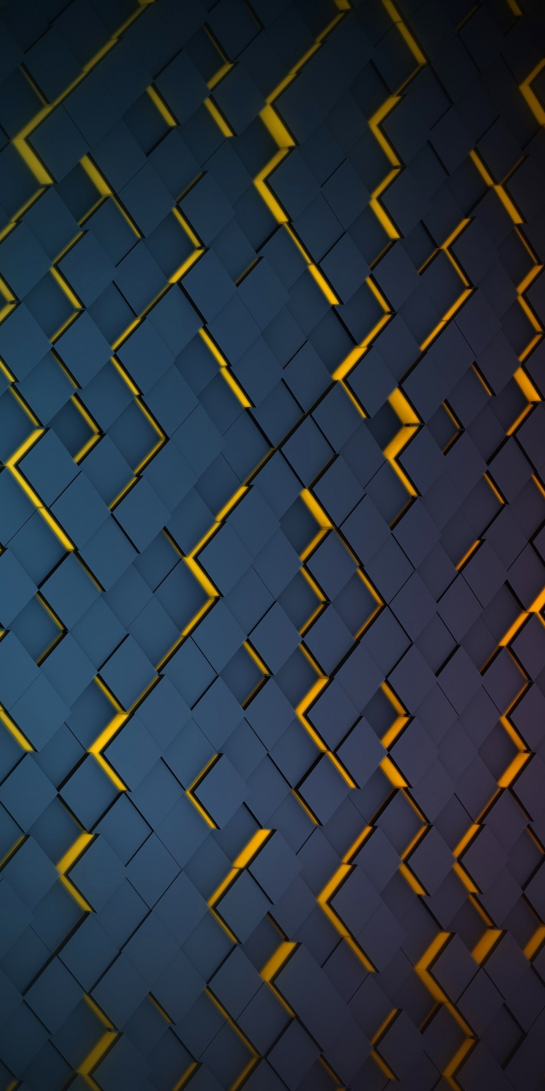 Grid, black, pattern, yellow glow, 1080x2160 wallpaper