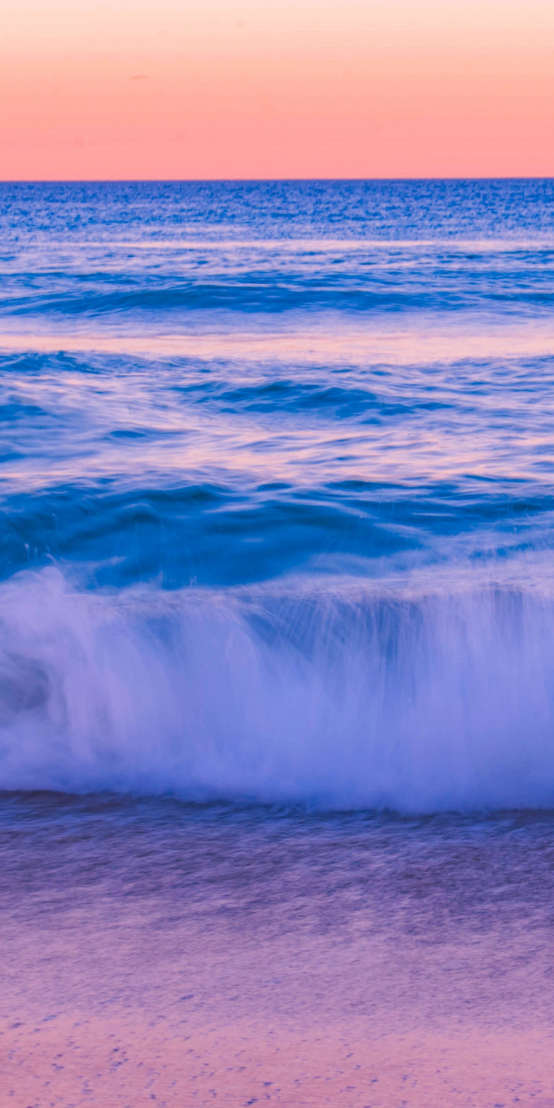 Tide, sea waves, sunset, shore, 1080x2160 wallpaper